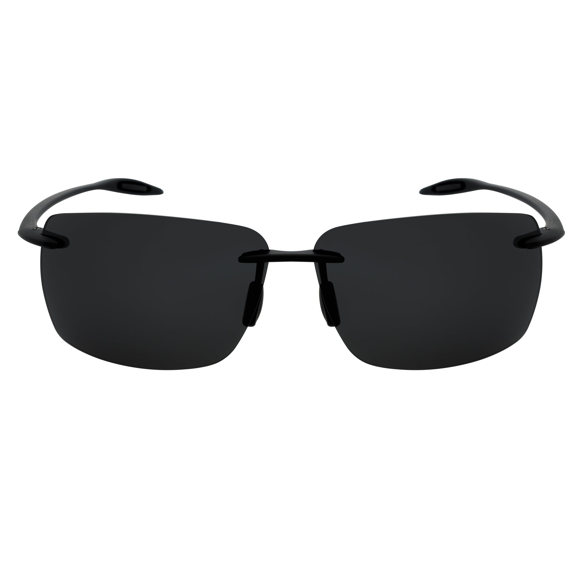 MAUI - Rimless TR90 Thin Sports Wrap Sunglasses Matte Black Smoke Polarized