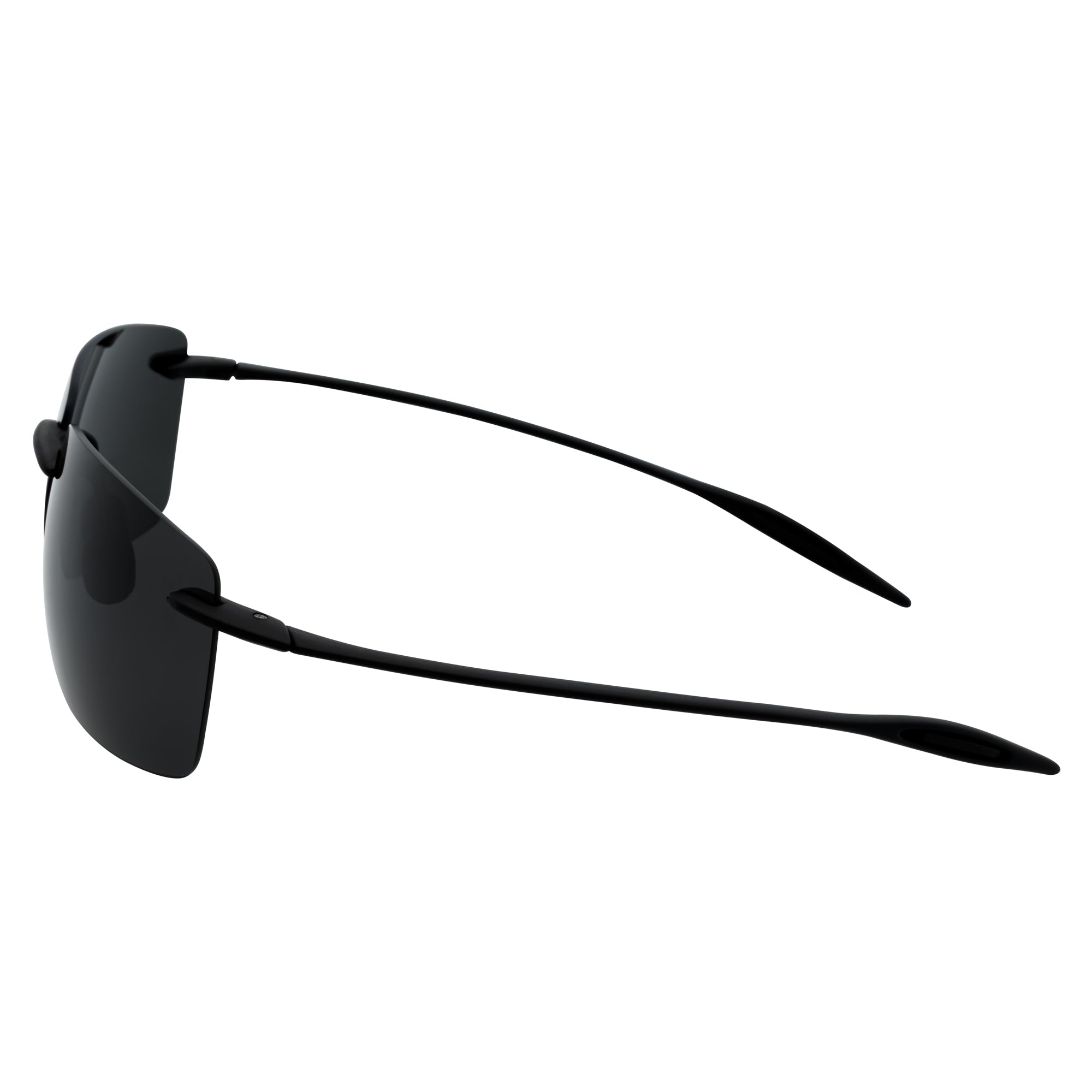 MAUI - Rimless TR90 Thin Sports Wrap Sunglasses Matte Black Smoke Polarized