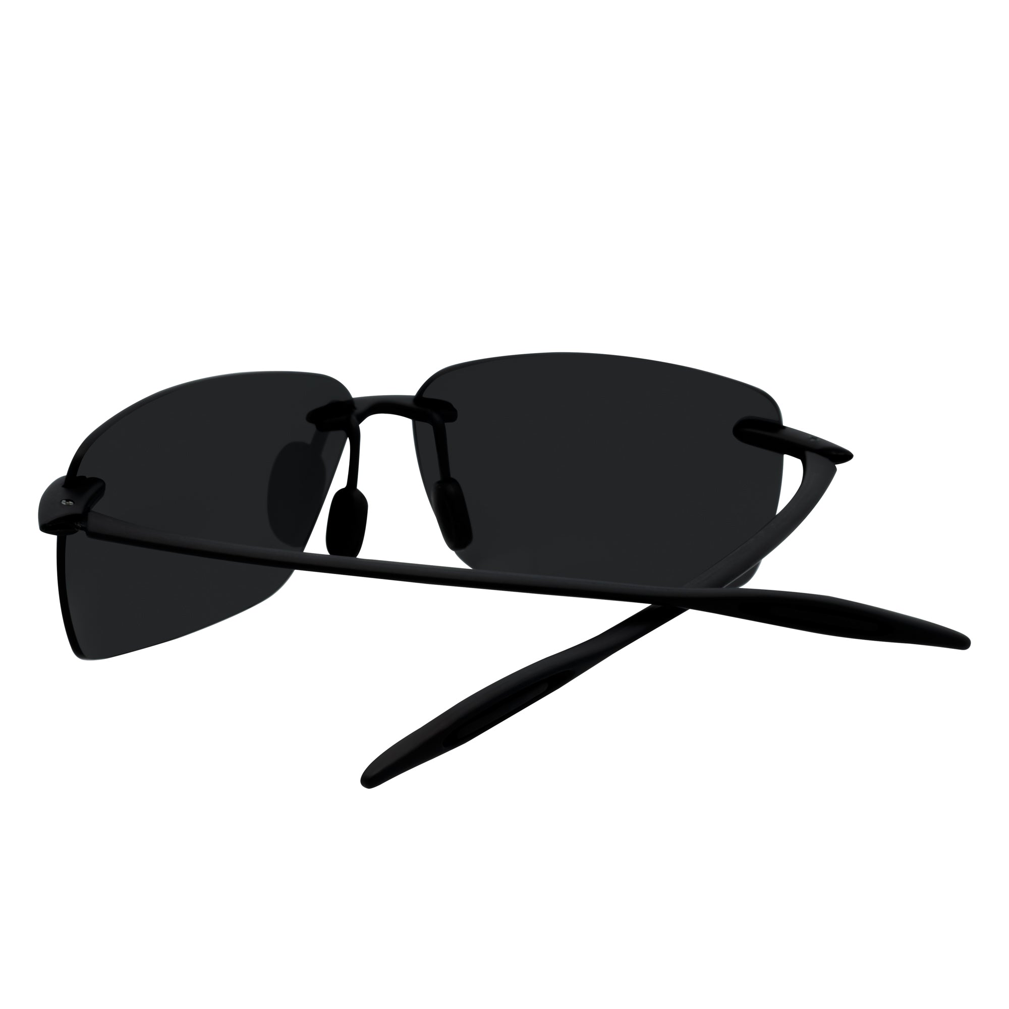 MAUI - Rimless TR90 Thin Sports Wrap Sunglasses Matte Black Smoke Polarized
