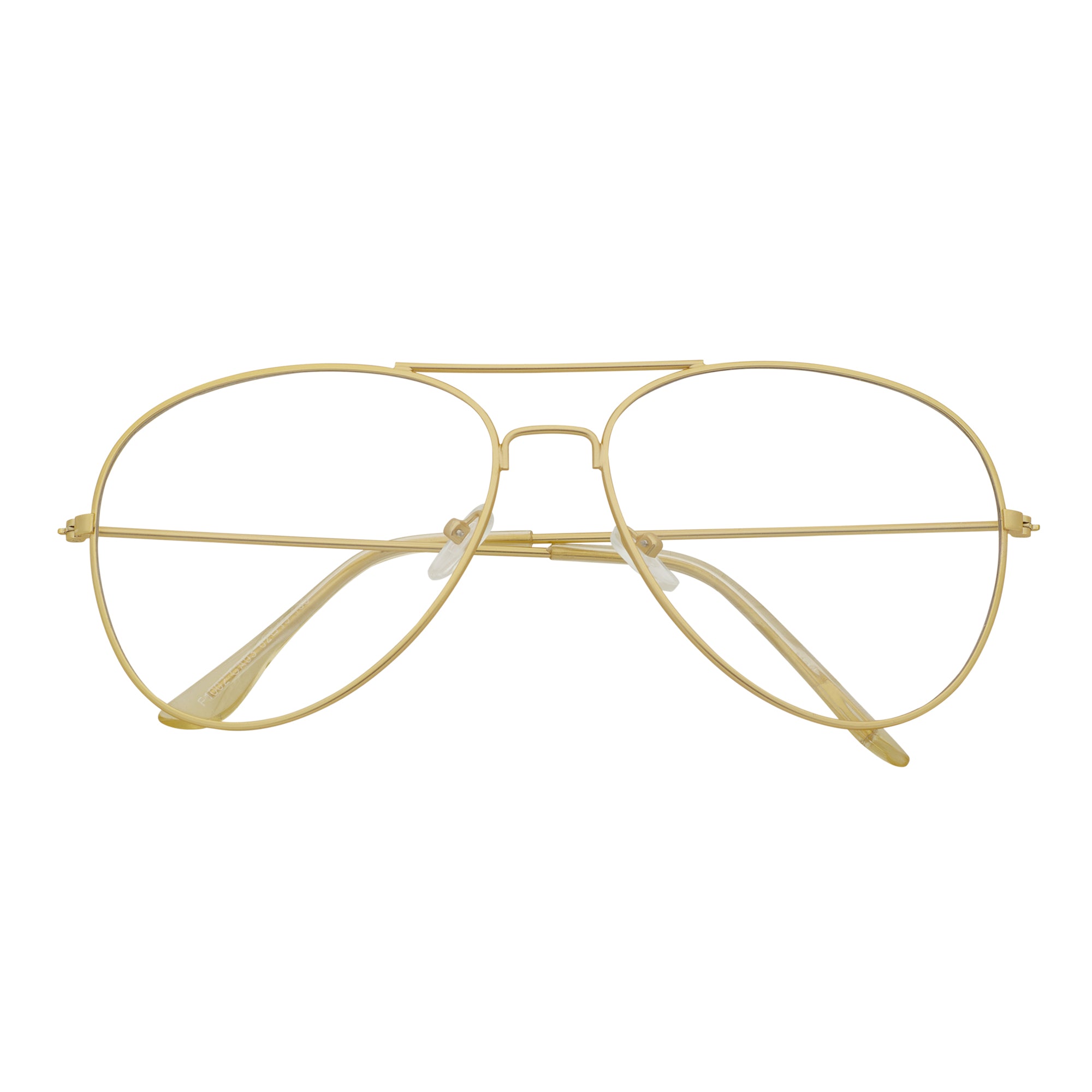 THOMPSON - Classic Blue Light Metal Aviator Matte Gold Clear Lens Glasses 50mm