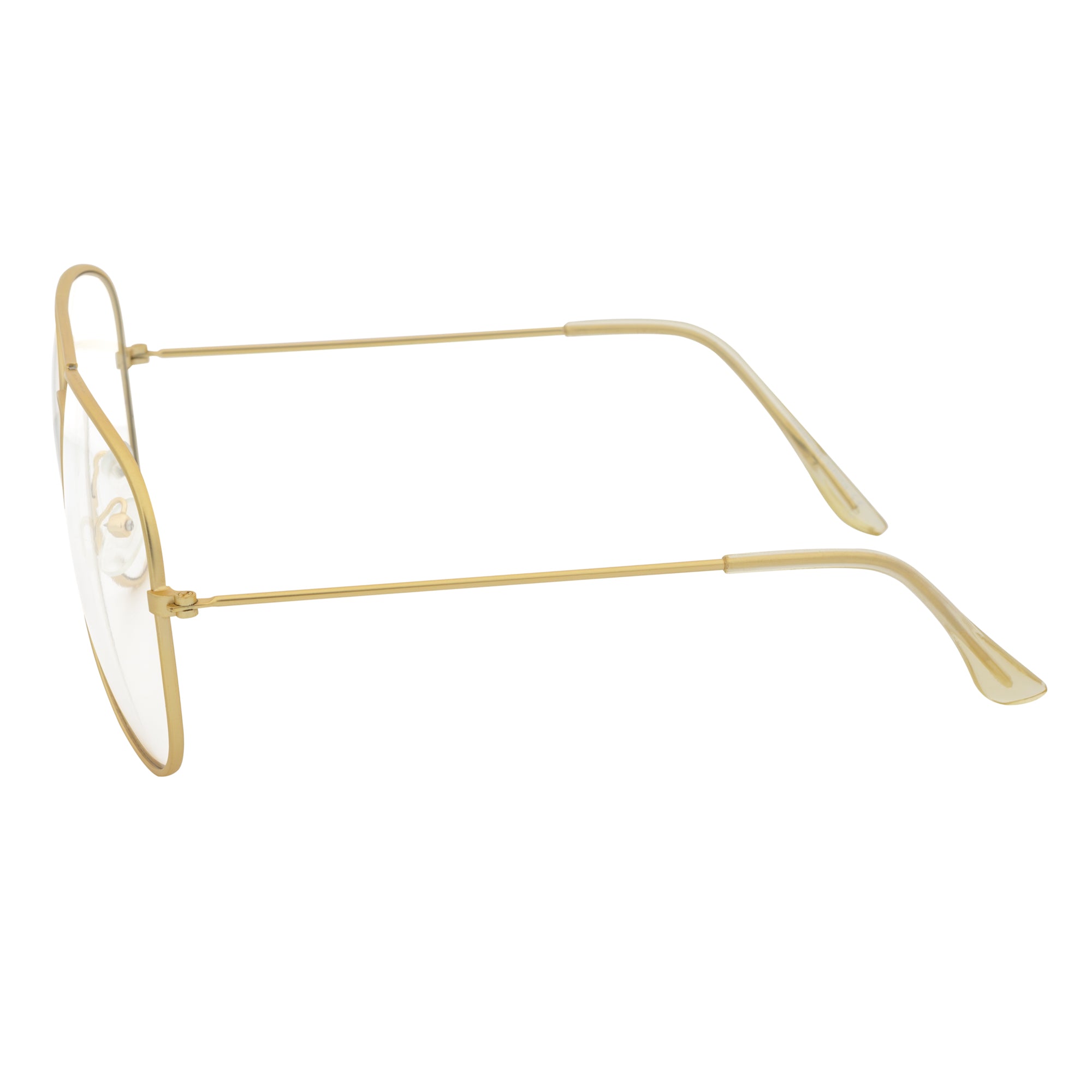 THOMPSON - Classic Blue Light Metal Aviator Matte Gold Clear Lens Glasses 50mm