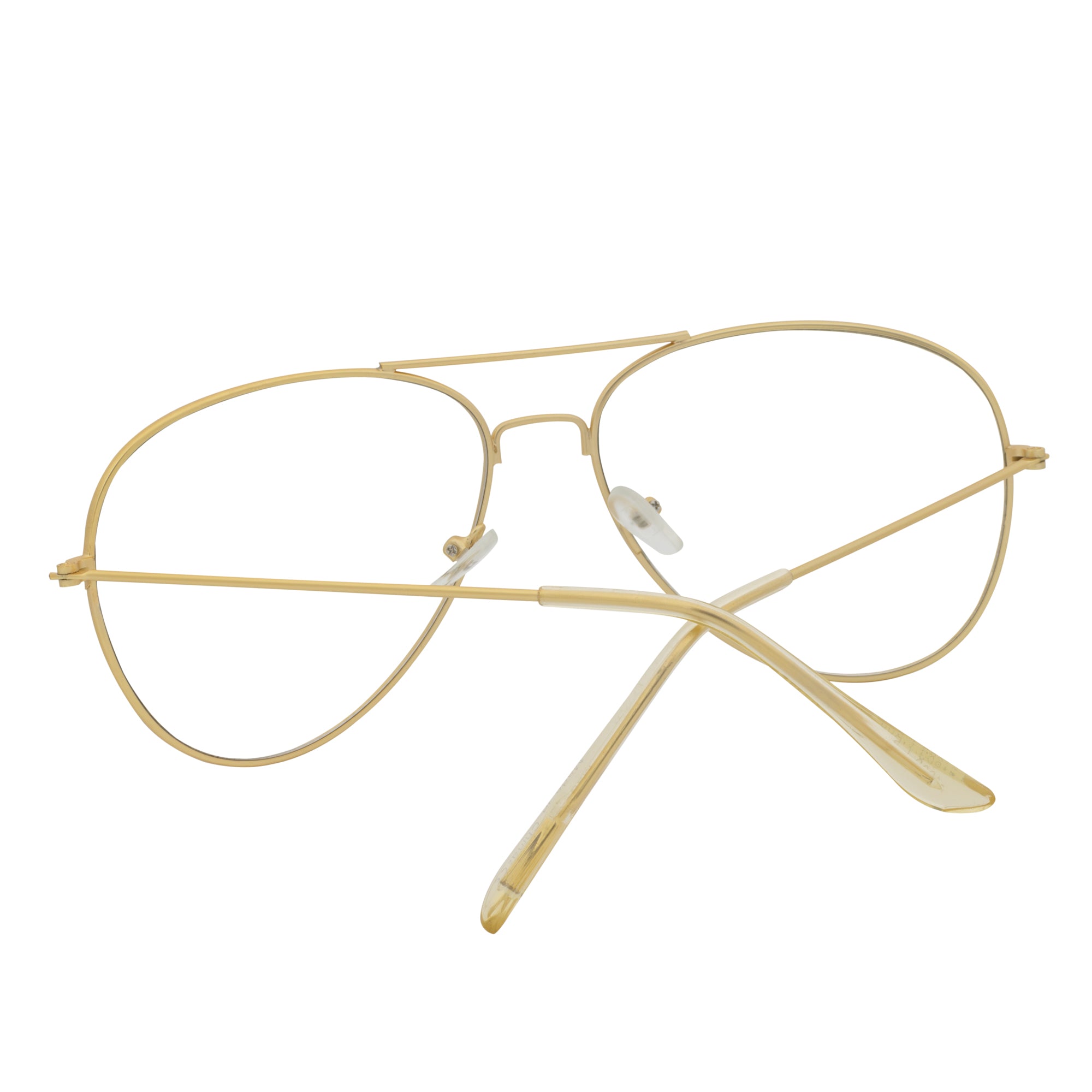 THOMPSON - Classic Blue Light Metal Aviator Matte Gold Clear Lens Glasses 50mm