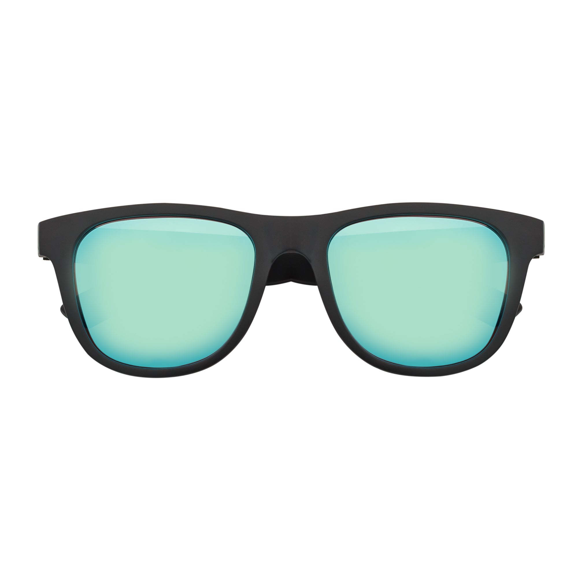 PRESTON - Polarized Large Horn Rimmed Sunglasses Matte Black Blue Mirror