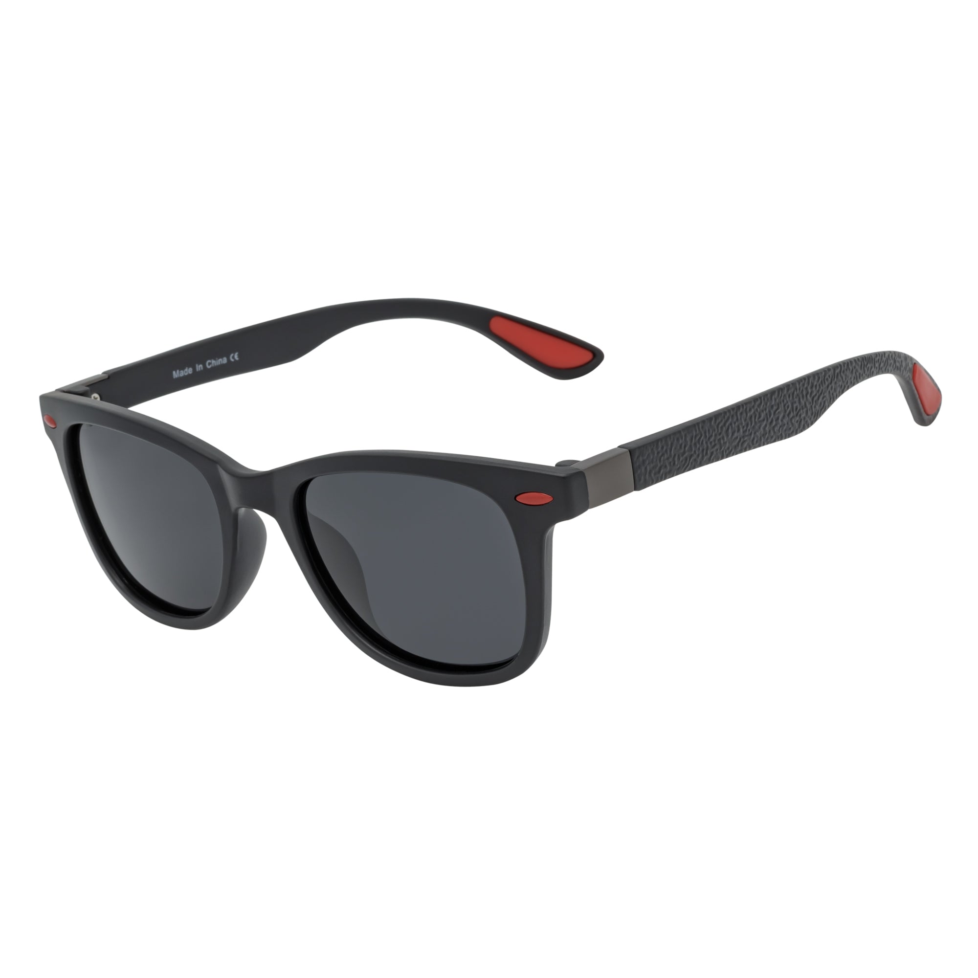 WAYSPORT - Polarized Horn Rimmed Sunglasses Matte Black Smoke Lens