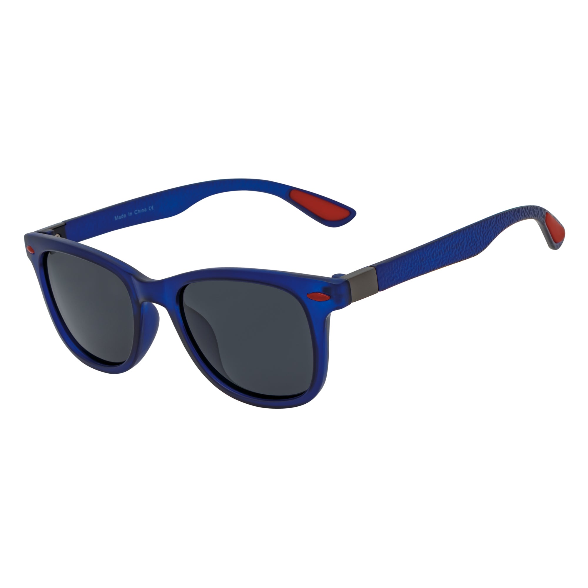WAYSPORT - Polarized Horn Rimmed Sunglasses Matte Blue Smoke Lens