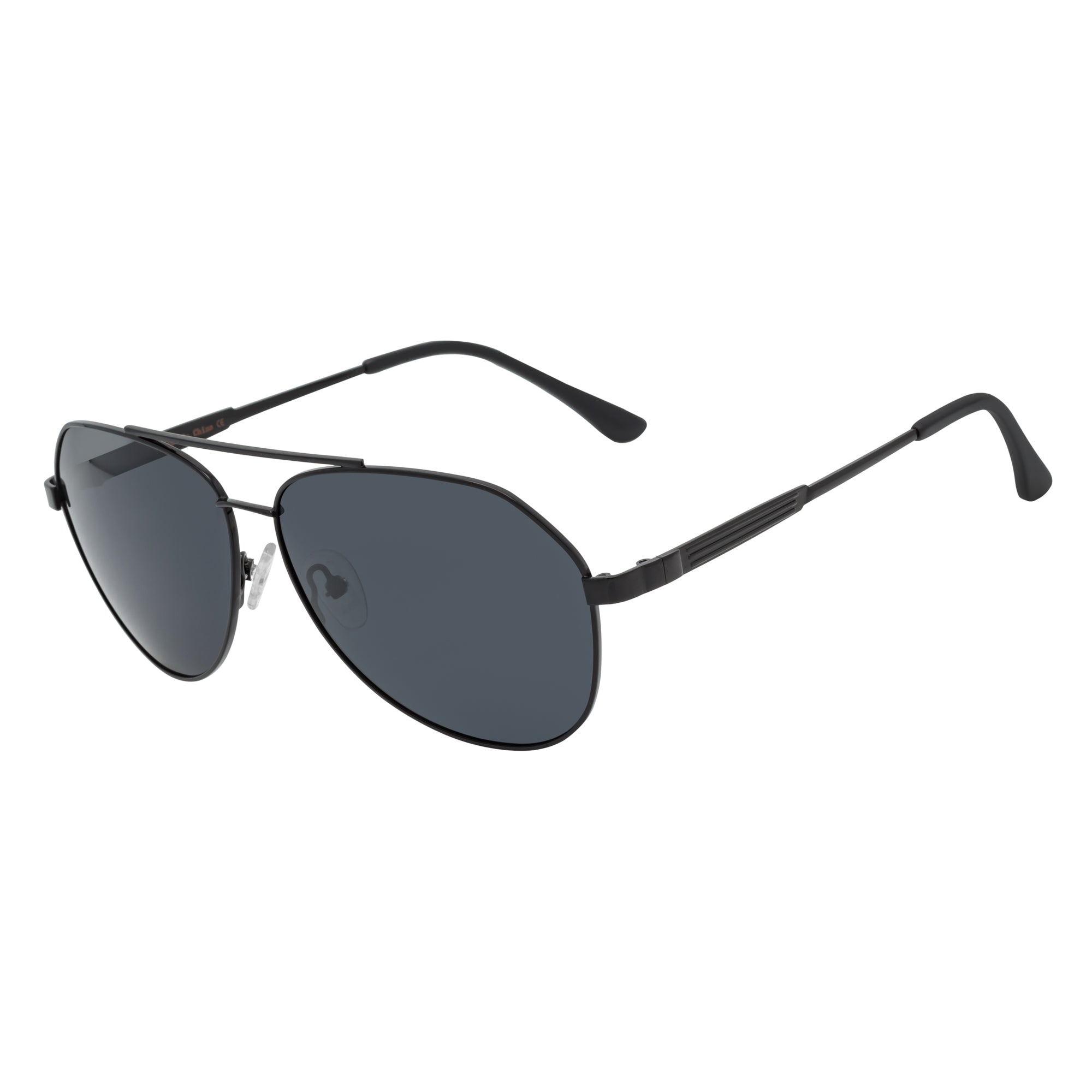 PENTAGON - Polarized Teardrop Metal Aviator Black Sunglasses Smoke Lens