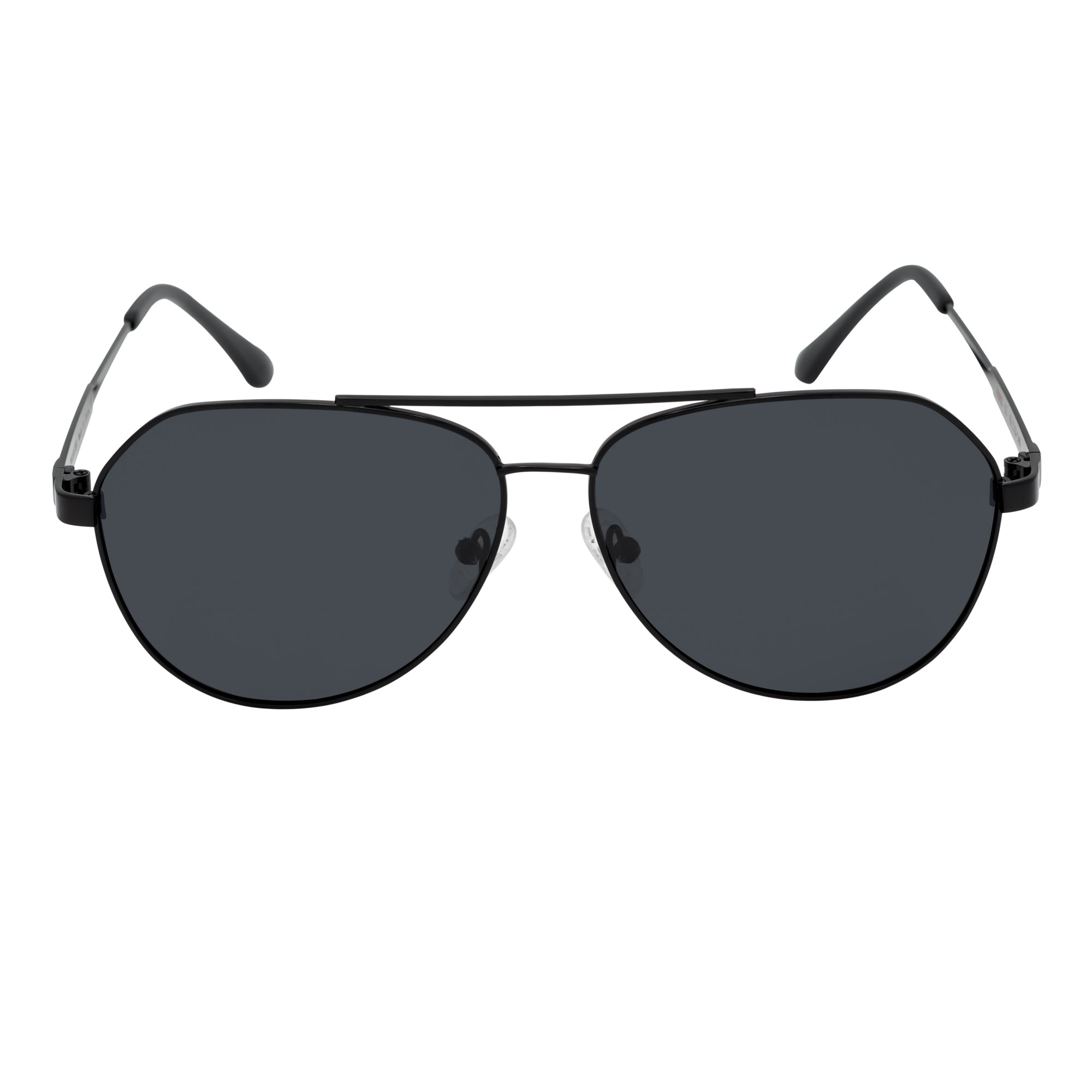 PENTAGON - Polarized Teardrop Metal Aviator Black Sunglasses Smoke Lens