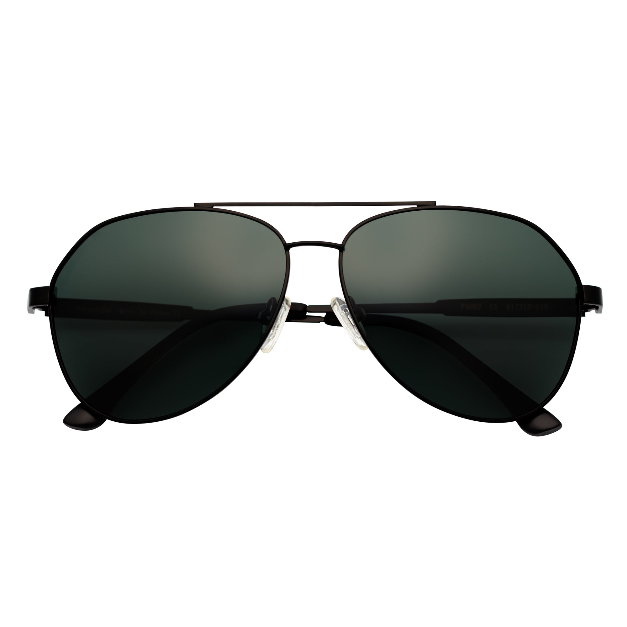 PENTAGON - Polarized Teardrop Metal Aviator Black Sunglasses Green Lens