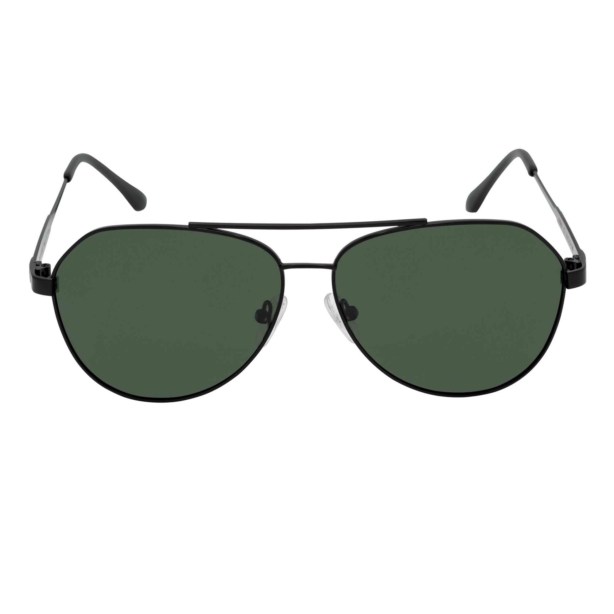 PENTAGON - Polarized Teardrop Metal Aviator Black Sunglasses Green Lens