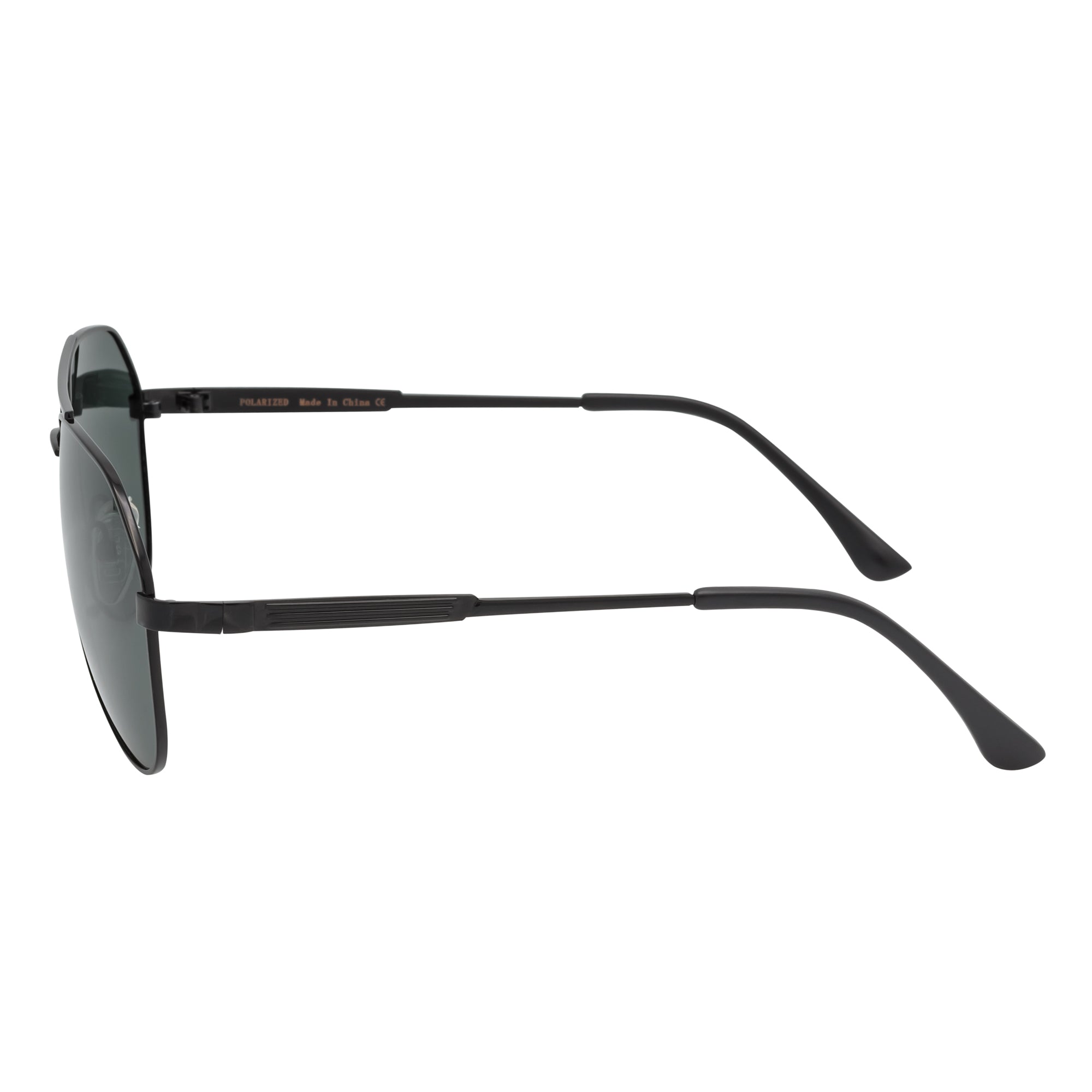 PENTAGON - Polarized Teardrop Metal Aviator Black Sunglasses Green Lens