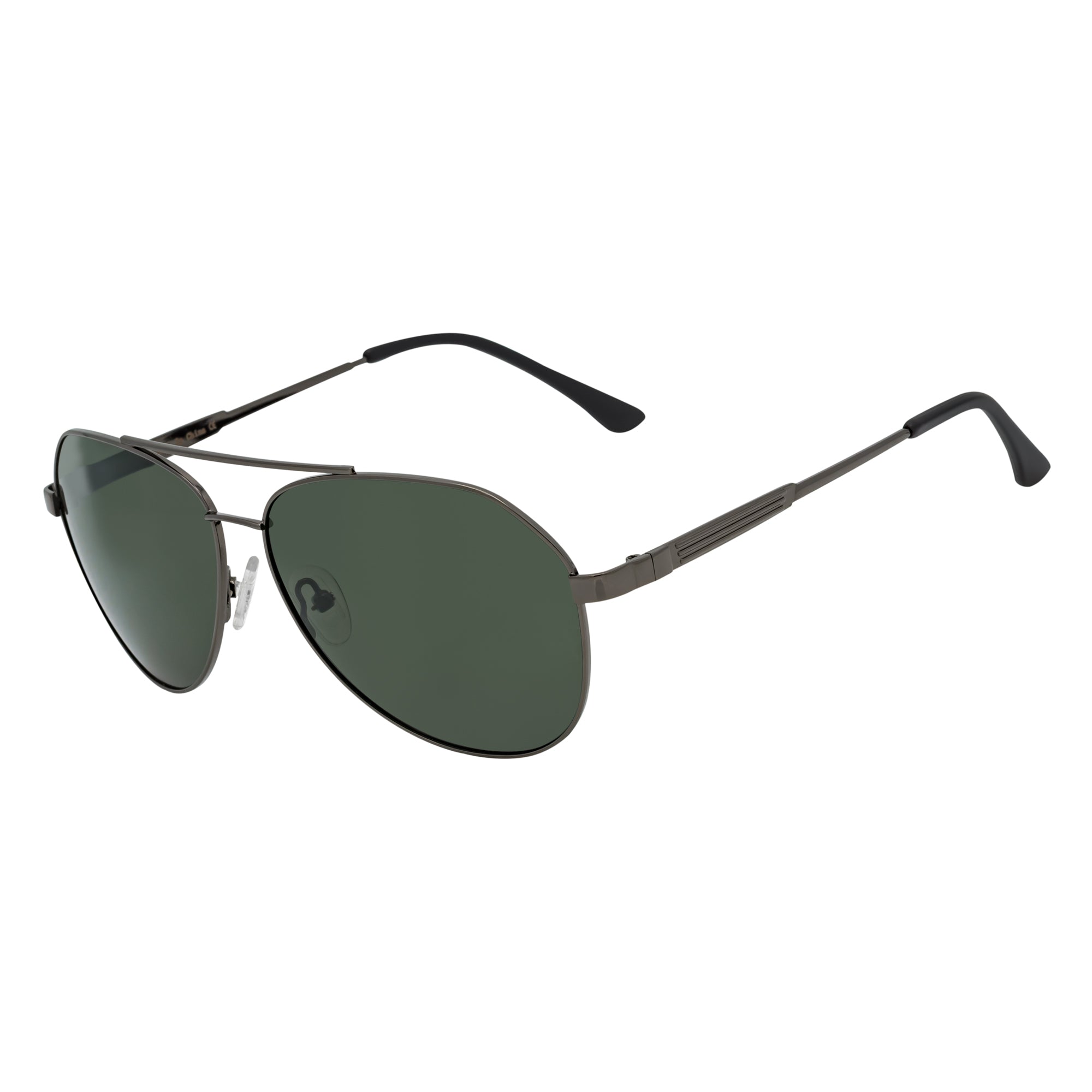 PENTAGON - Polarized Teardrop Metal Aviator Gunmetal Sunglasses Green Lens