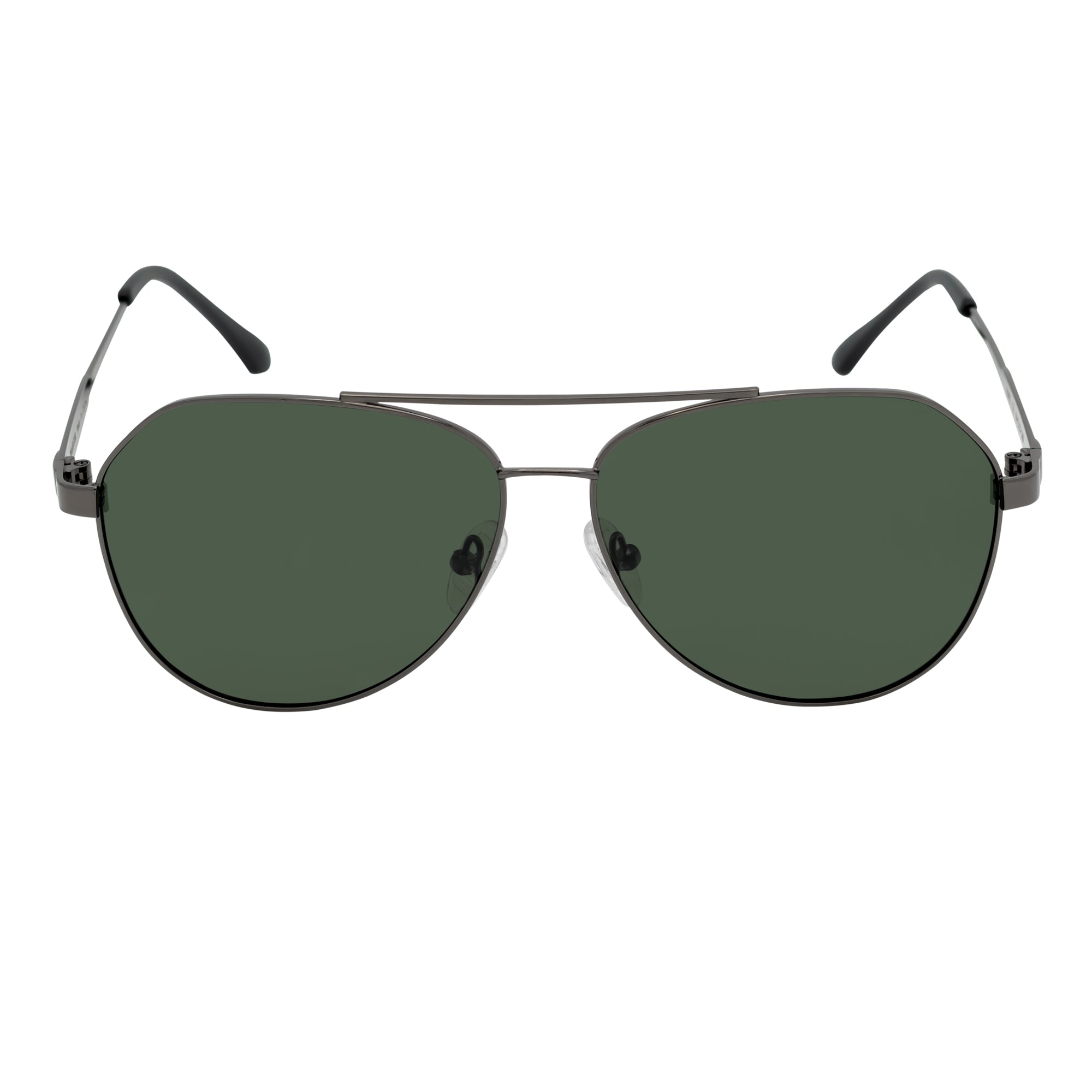 PENTAGON - Polarized Teardrop Metal Aviator Gunmetal Sunglasses Green Lens