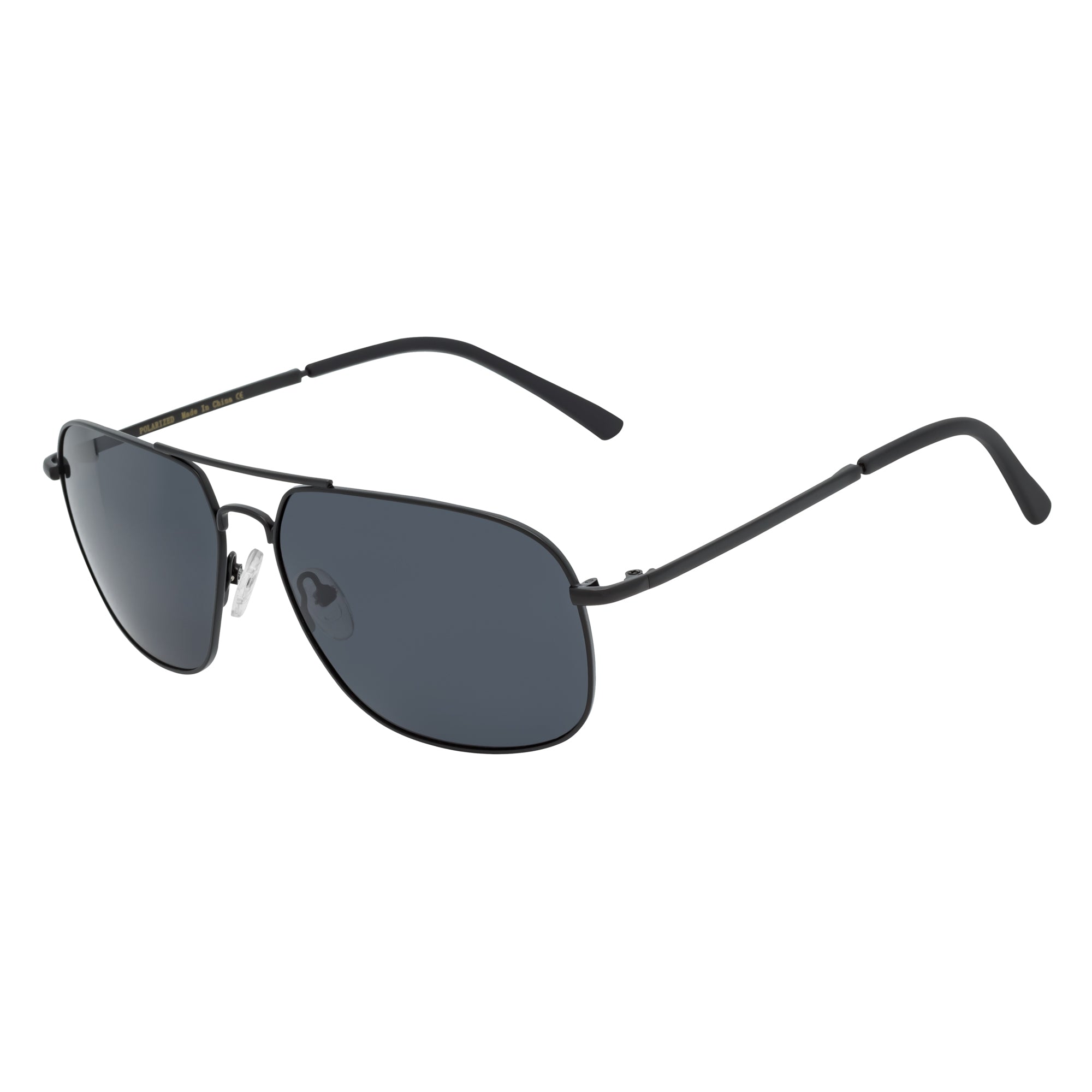 ANDERSON - Polarized Metal Square Aviator Sunglasses Black Smoke Lens