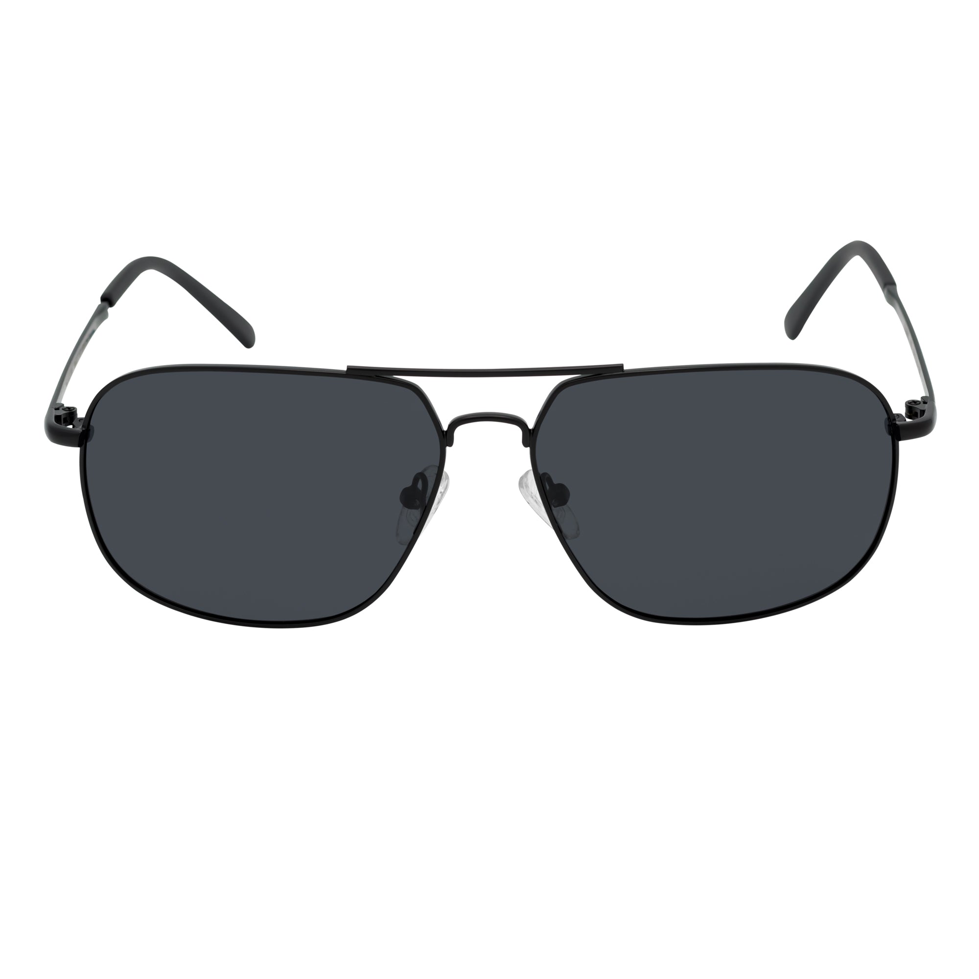 ANDERSON - Polarized Metal Square Aviator Sunglasses Black Smoke Lens