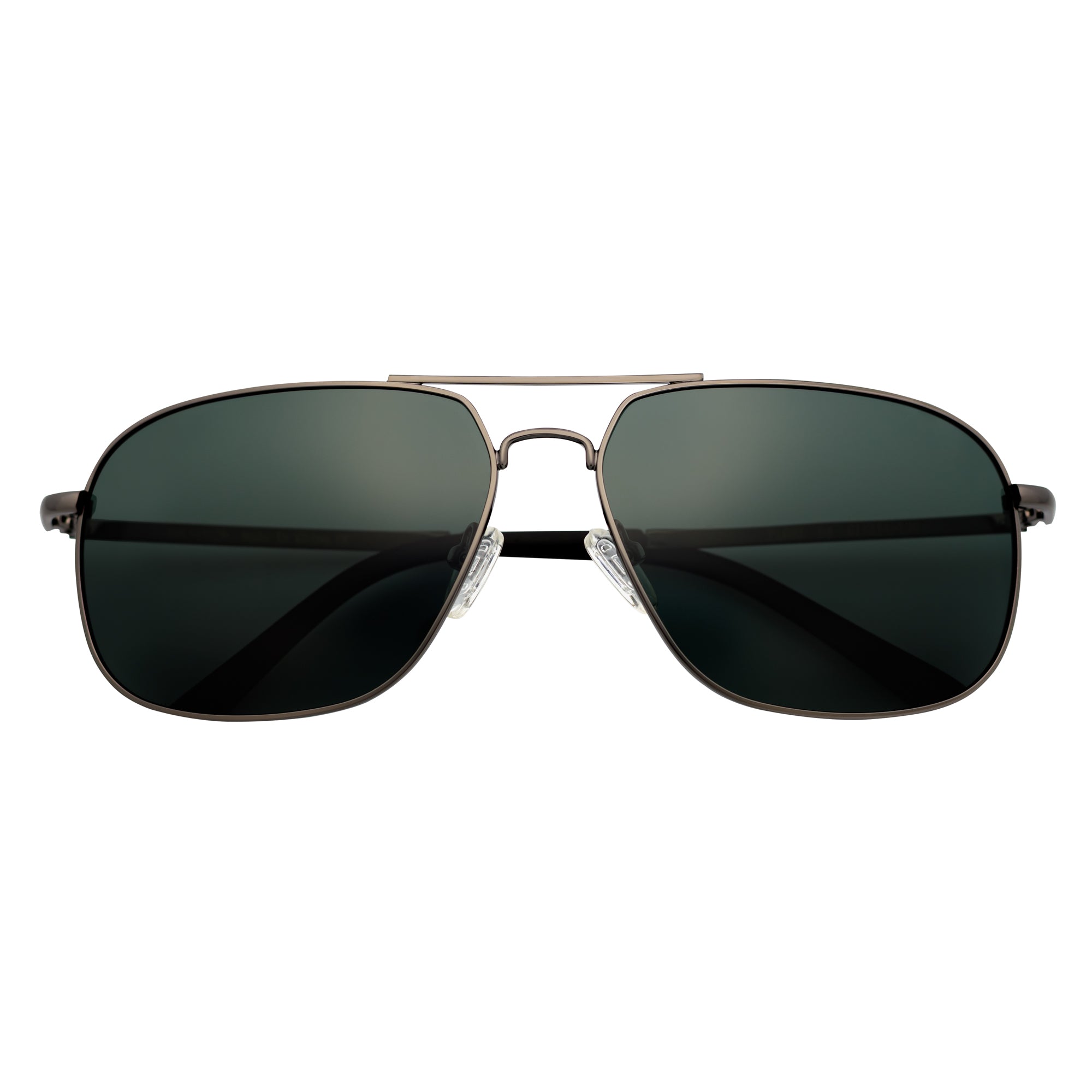 ANDERSON - Polarized Metal Square Aviator Gunmetal Sunglasses Green Lens