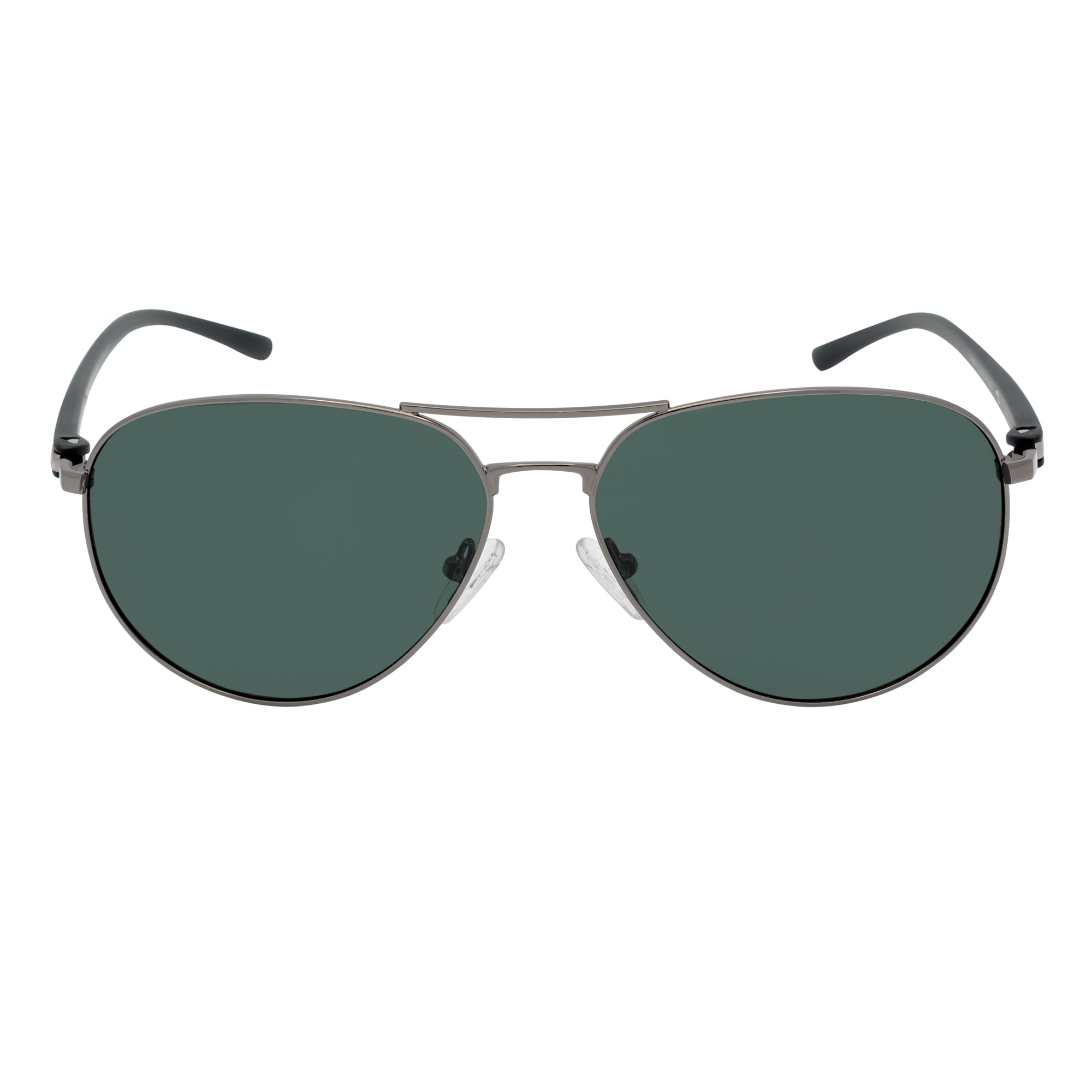 LAWRENCE - Polarized Round Metal Aviator Gunmetal Sunglasses Green Lens