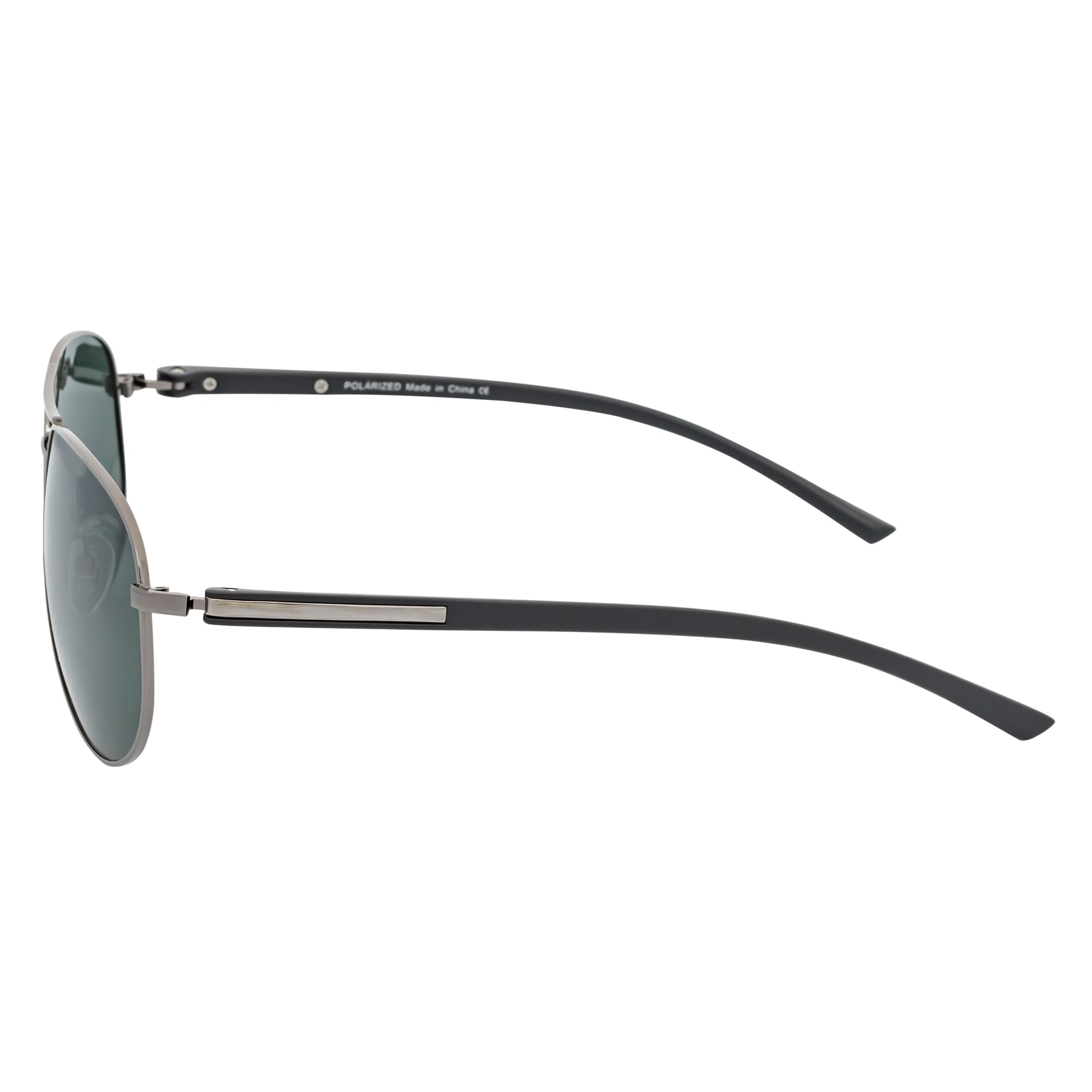 LAWRENCE - Polarized Round Metal Aviator Gunmetal Sunglasses Green Lens