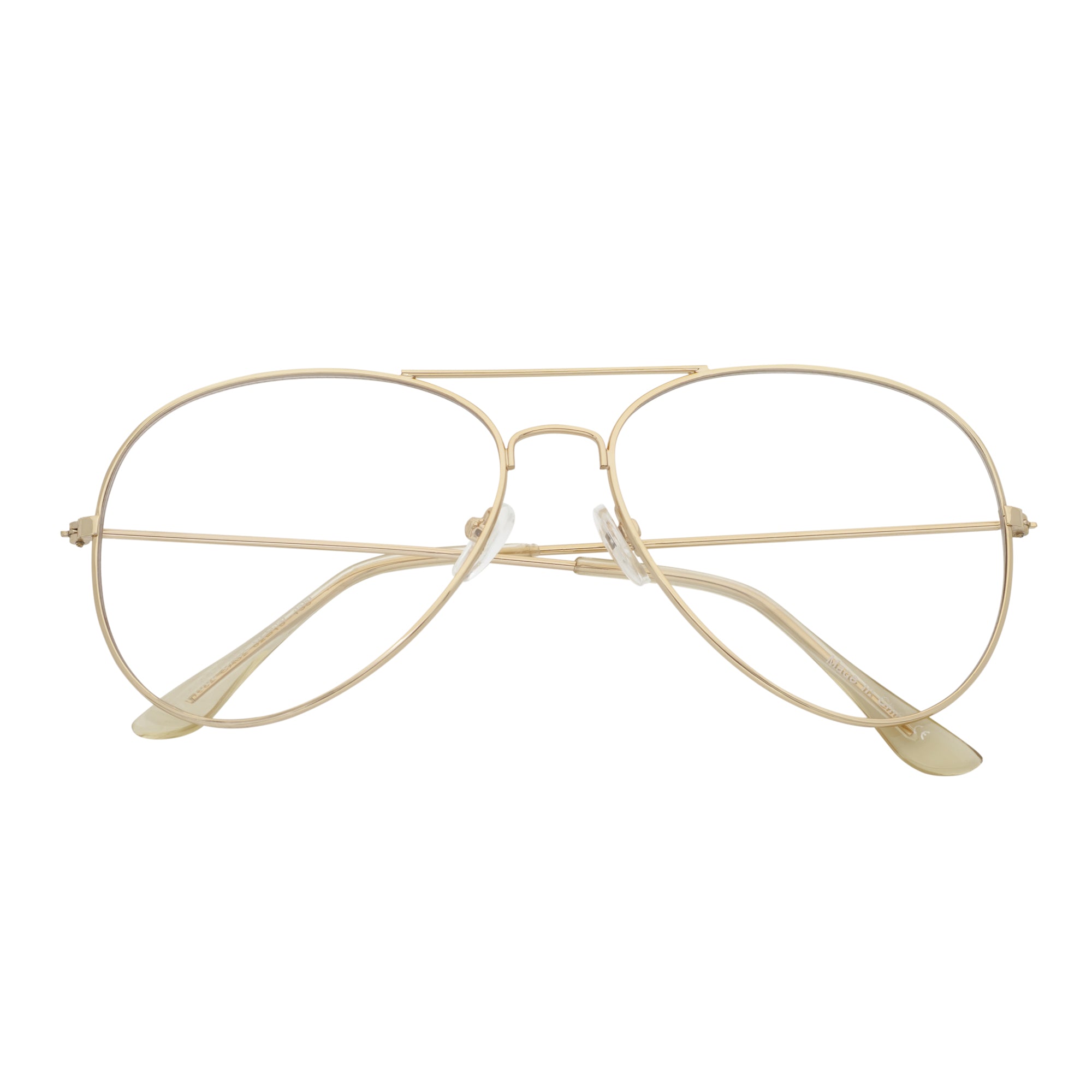 THOMPSON - Classic Blue Light Metal Aviator Gold Glasses Clear Lens 50mm