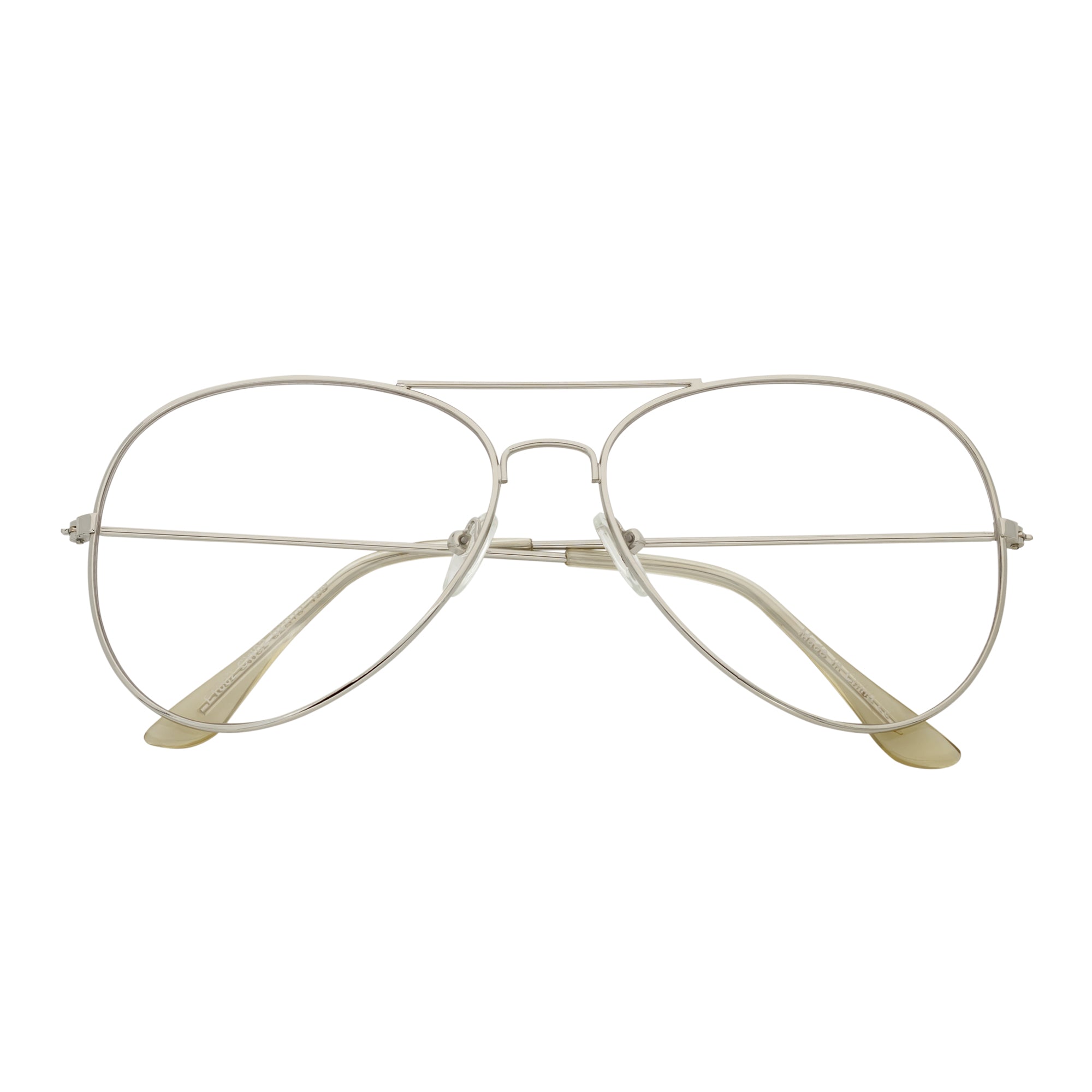 THOMPSON - Classic Blue Light Metal Aviator Silver Glasses Clear Lens 50mm