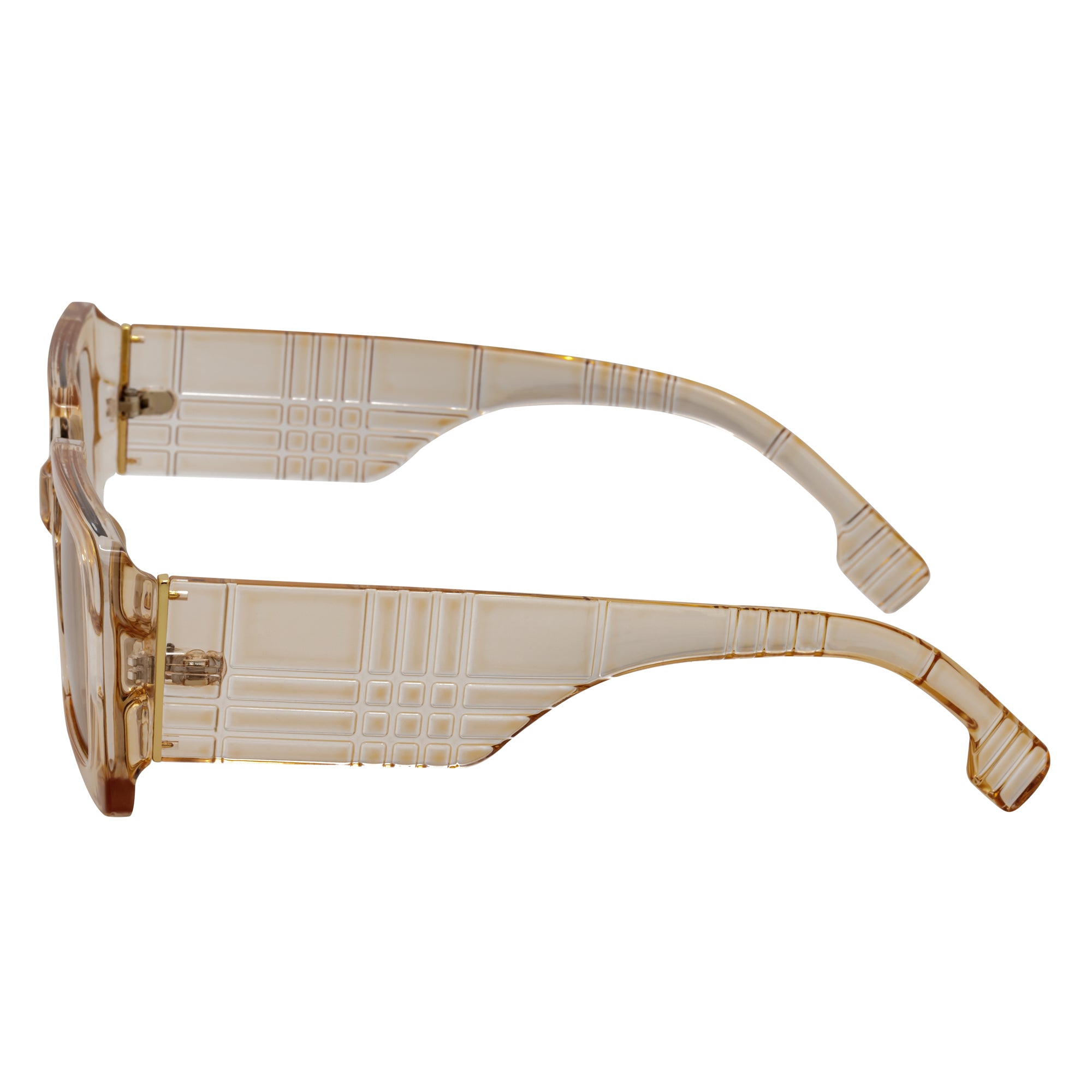 PLAZA - Small Rectangle Sunglasses Crystal-Tan Amber