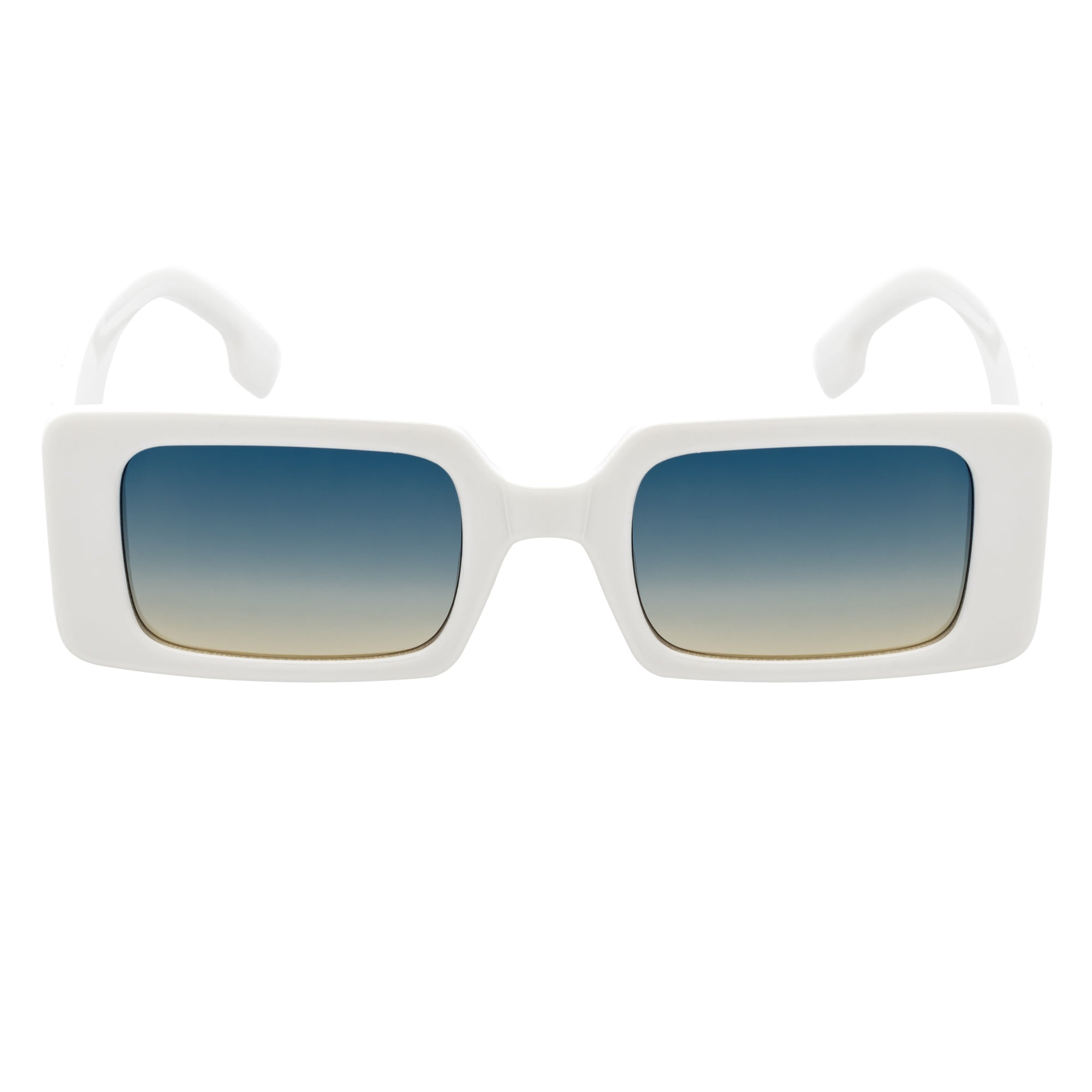 PLAZA - Small Rectangle Sunglasses White Blue-Tan Fade