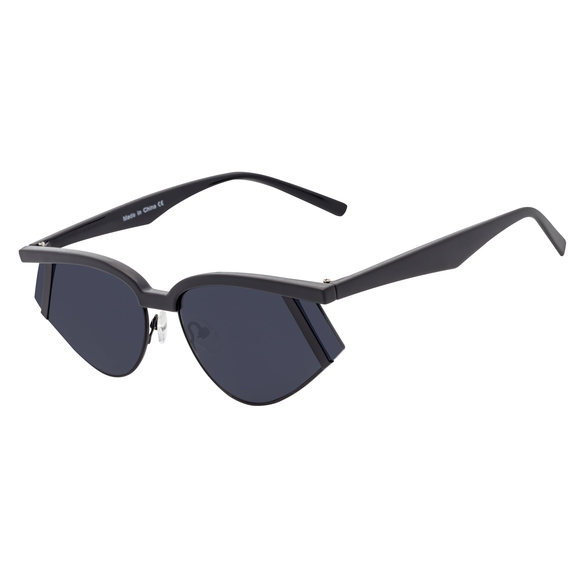 WILSHIRE - Rimless Cat Eye Sunglasses Black Smoke