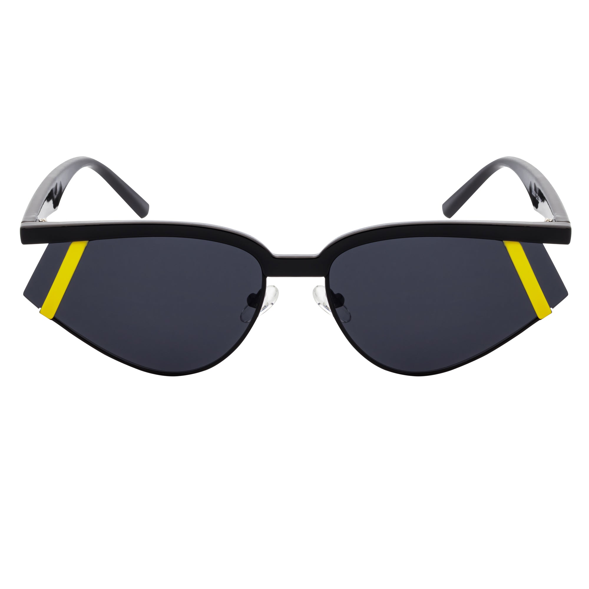 WILSHIRE - Rimless Cat Eye Sunglasses Black-Yellow Frame Smoke Lens