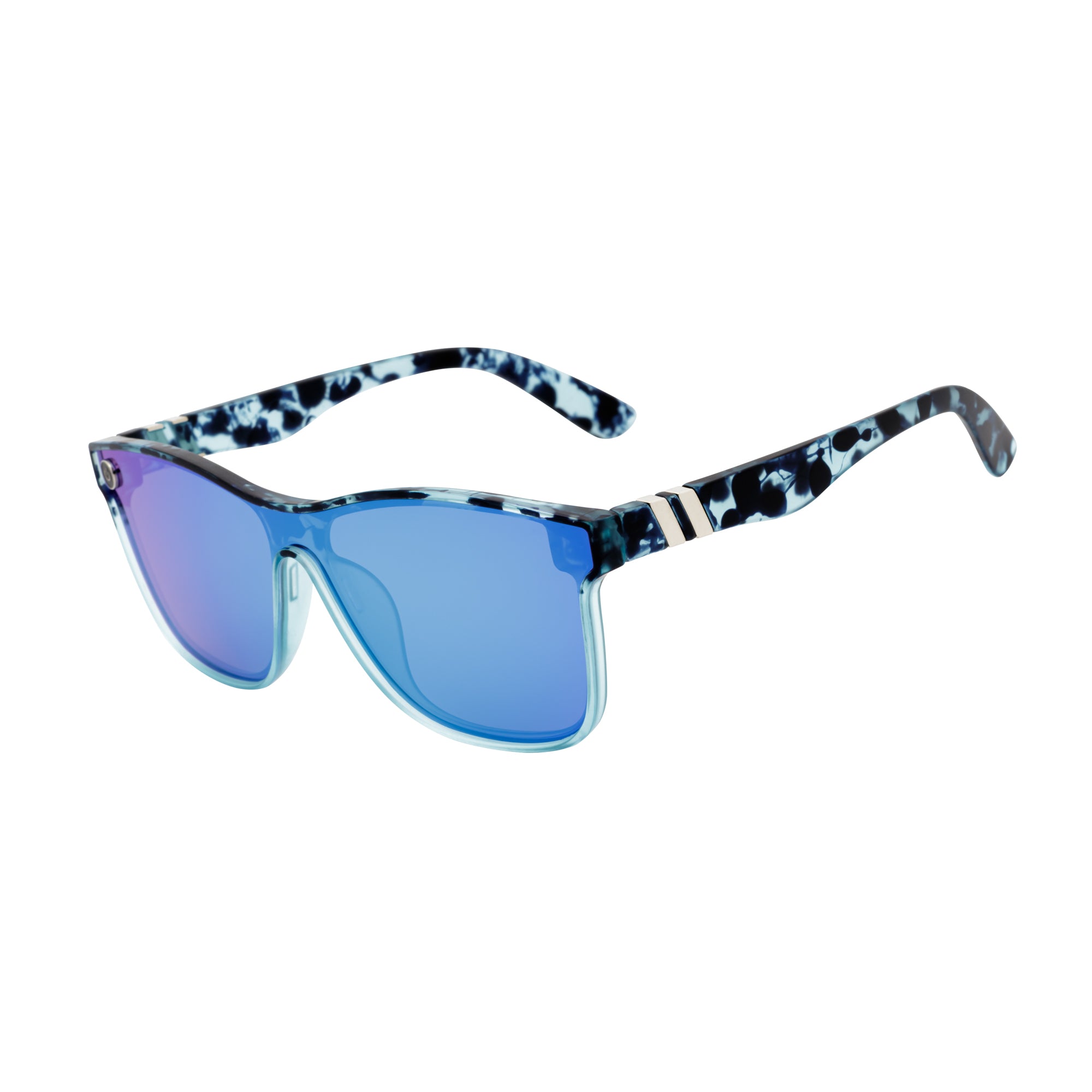 ZENITH - Mono Lens Shield Horn Rimmed Sunglasses Tortoise Blue Mirror
