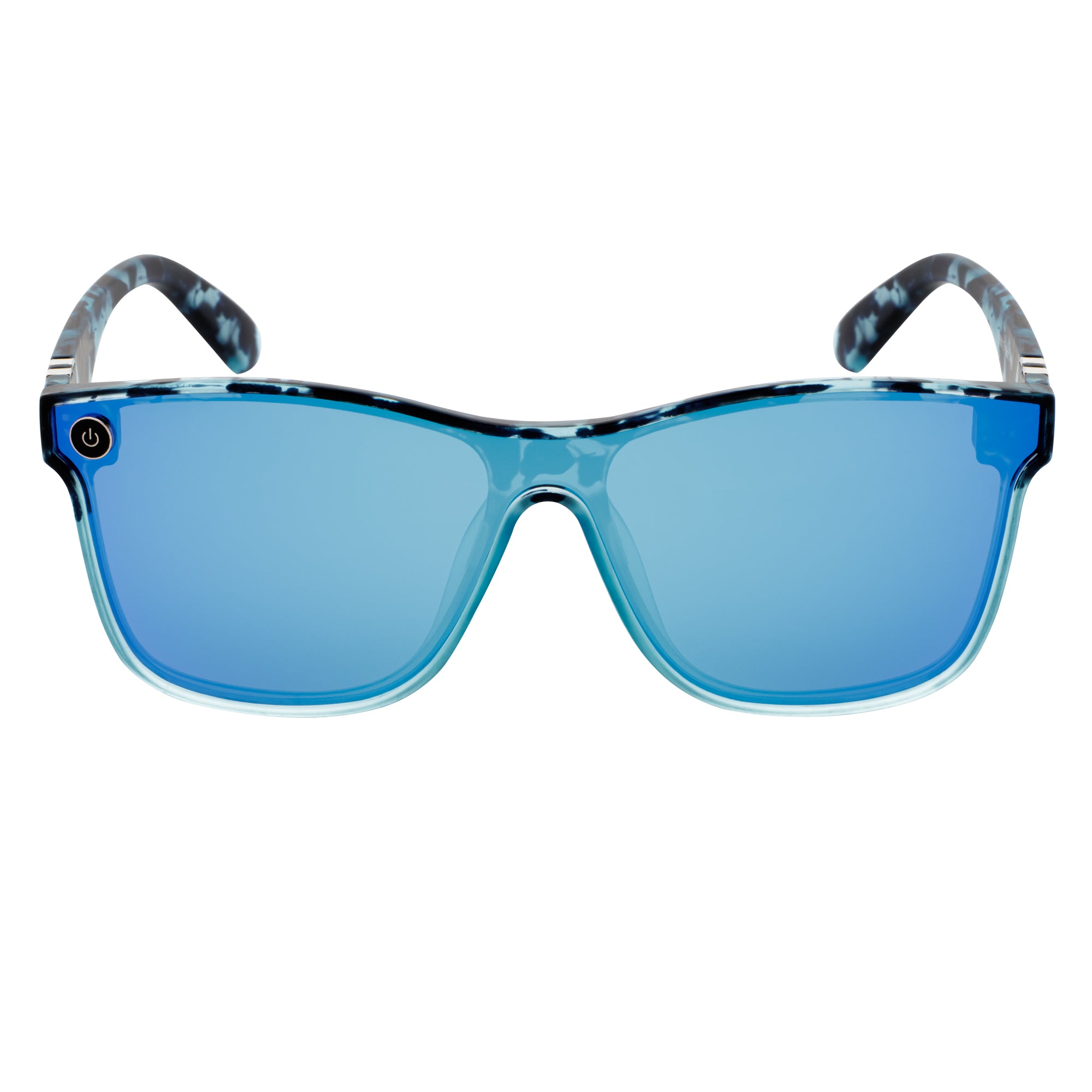 ZENITH - Mono Lens Shield Horn Rimmed Sunglasses Tortoise Blue Mirror