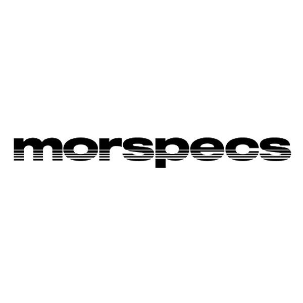 Black 'morspecs' logo on a white background