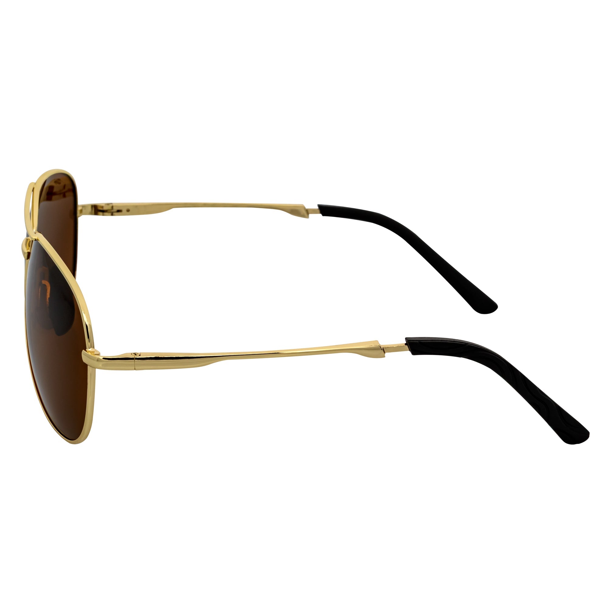 ACE - Polarized 90s Flex Arm Metal Round Aviator Sunglasses Gold Brown