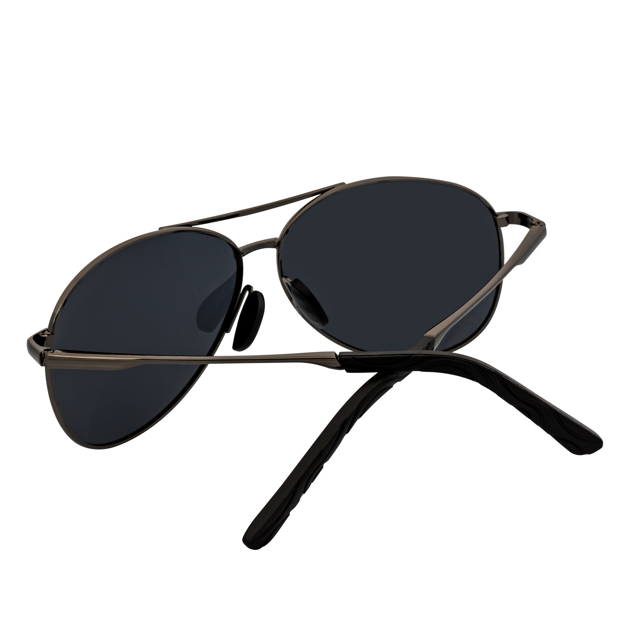 ACE - Polarized 90s Flex Arm Metal Round Aviator Sunglasses Gunmetal Smoke