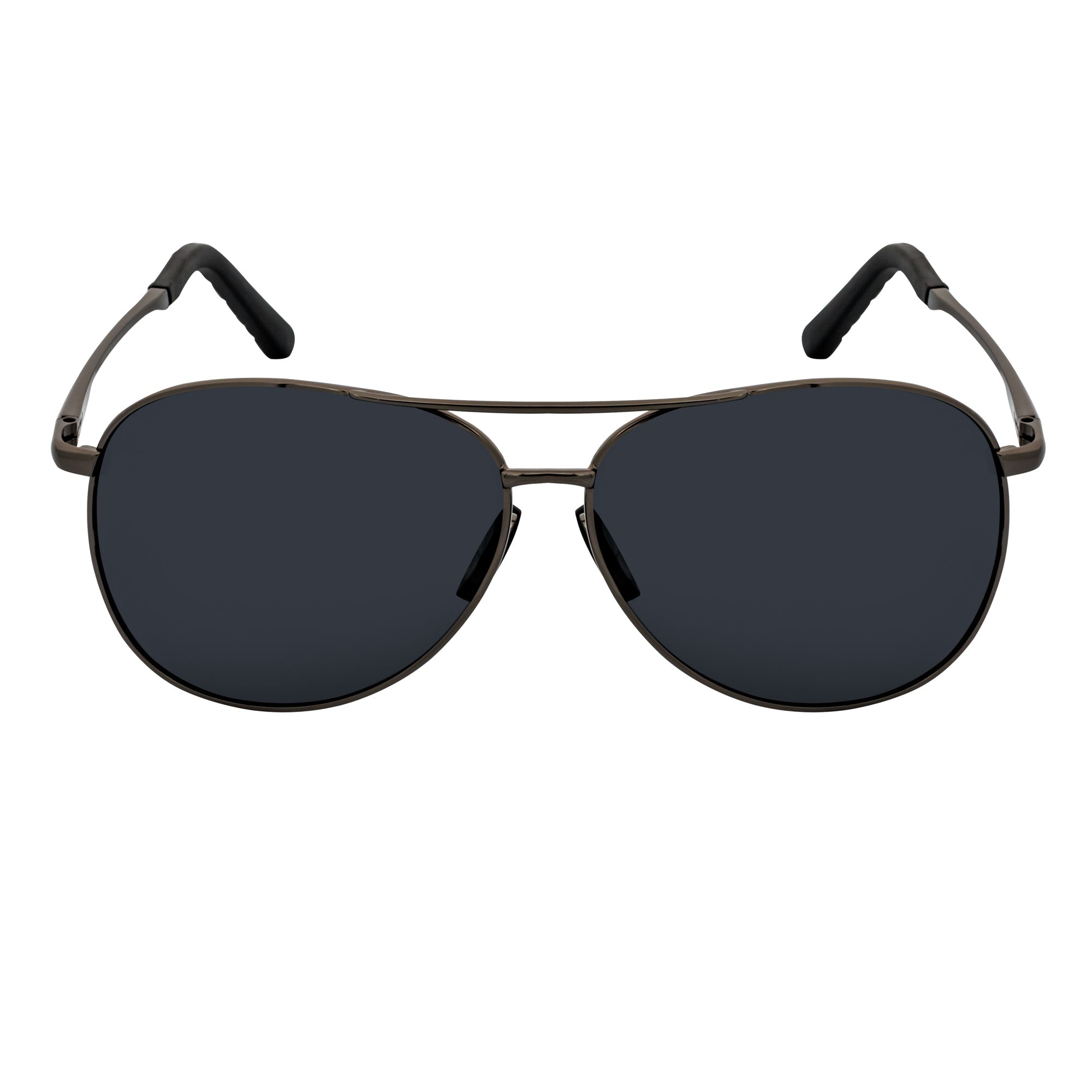 ACE - Polarized 90s Flex Arm Metal Round Aviator Sunglasses Gunmetal Smoke