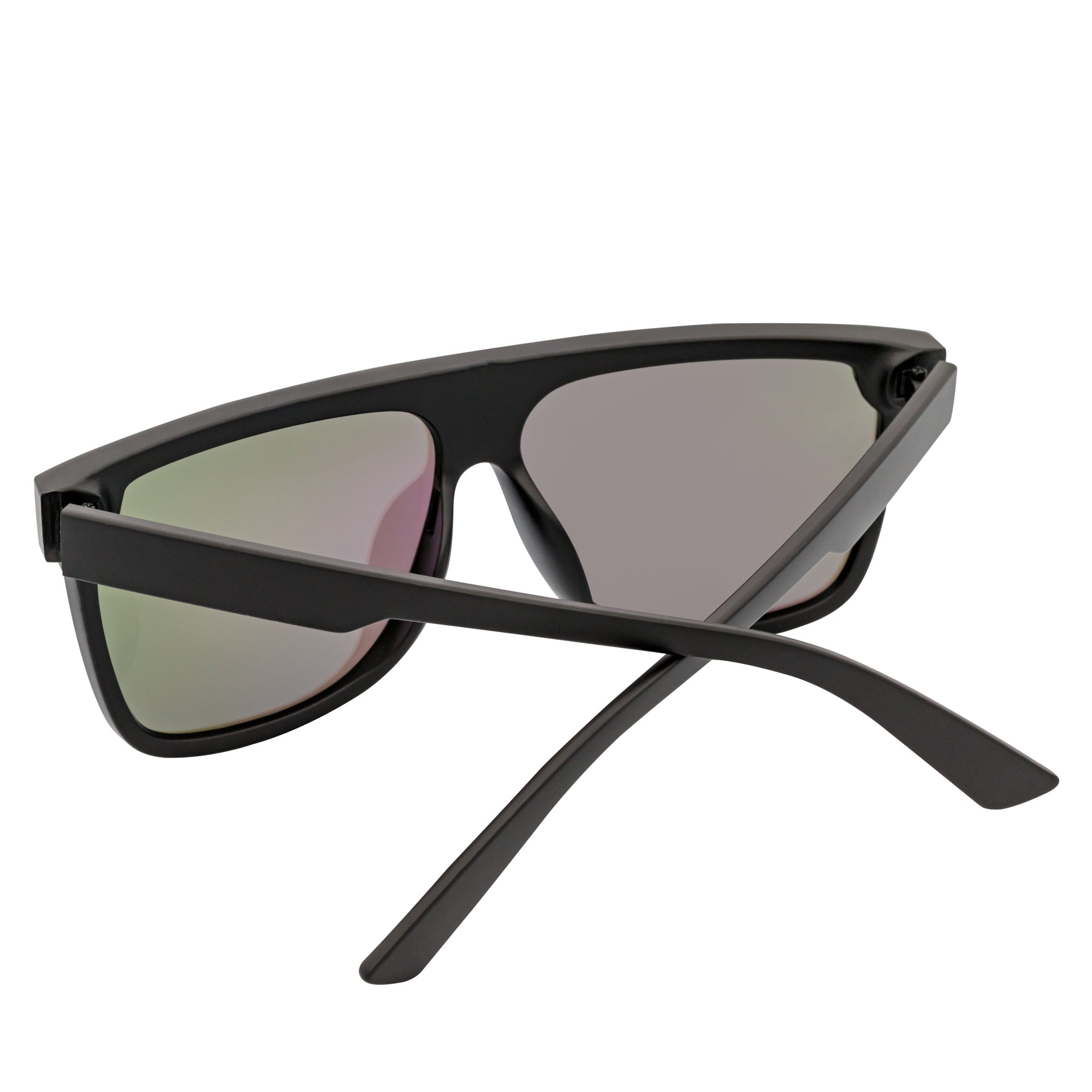 AEON - Flat Top Shield Polarized Sunglasses Mono Lens Black Green Mirror
