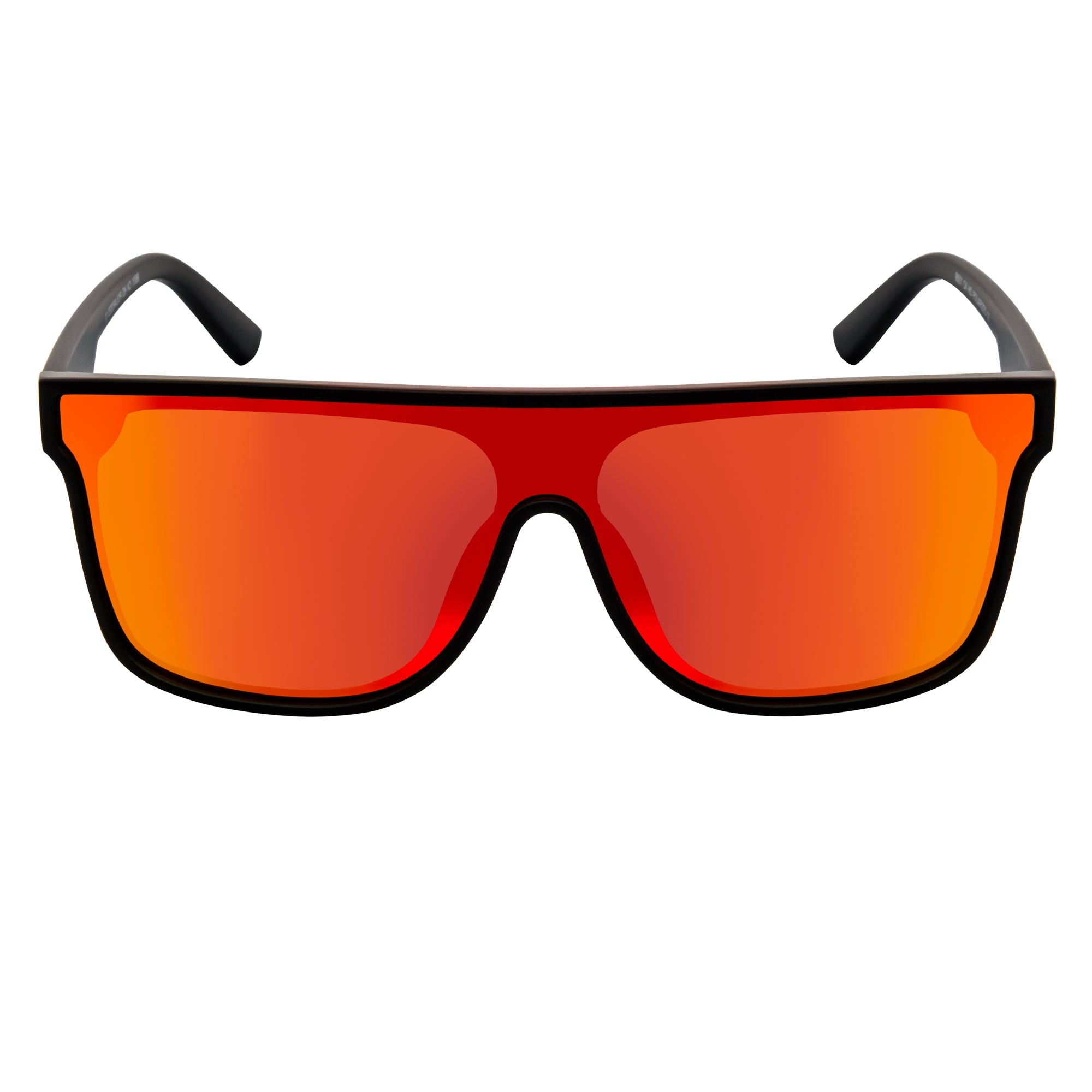 AEON - Flat Top Shield Polarized Sunglasses Mono Lens Black Orange Mirror