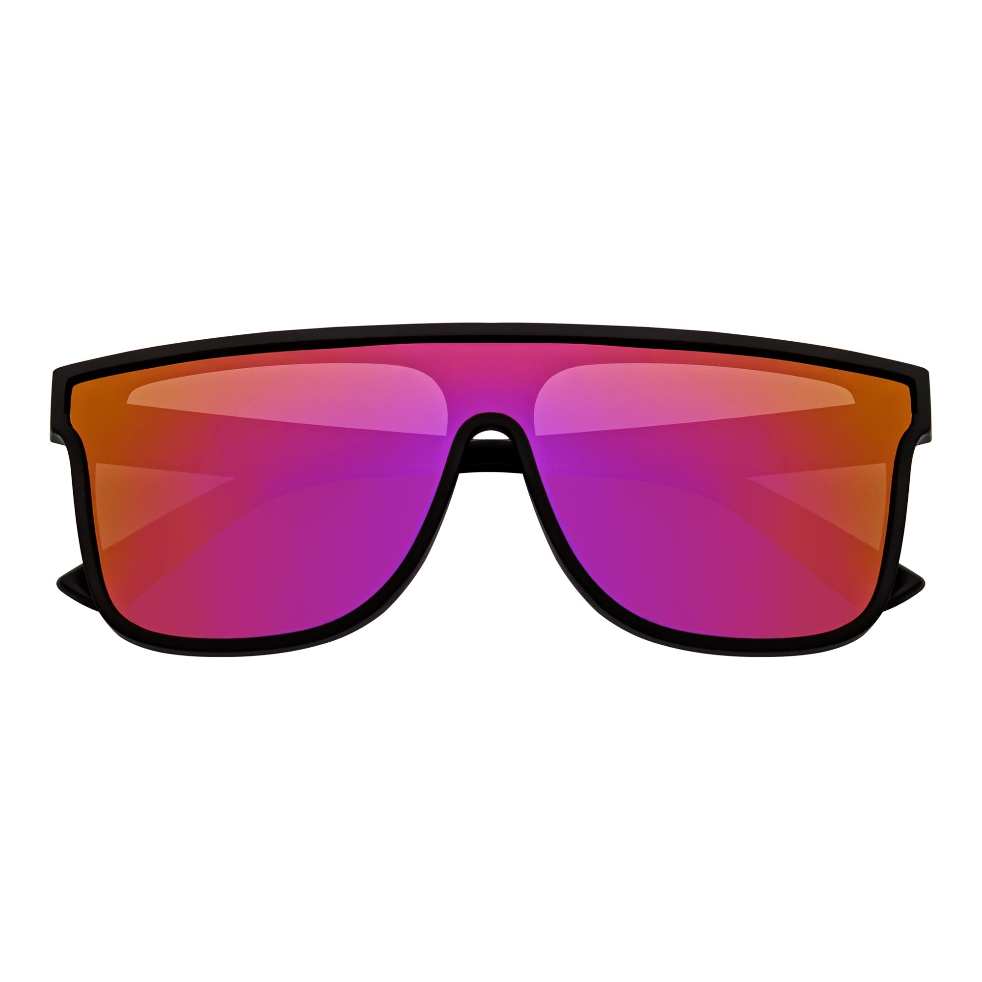 AEON - Flat Top Shield Polarized Sunglasses Mono Lens Black Purple Mirror