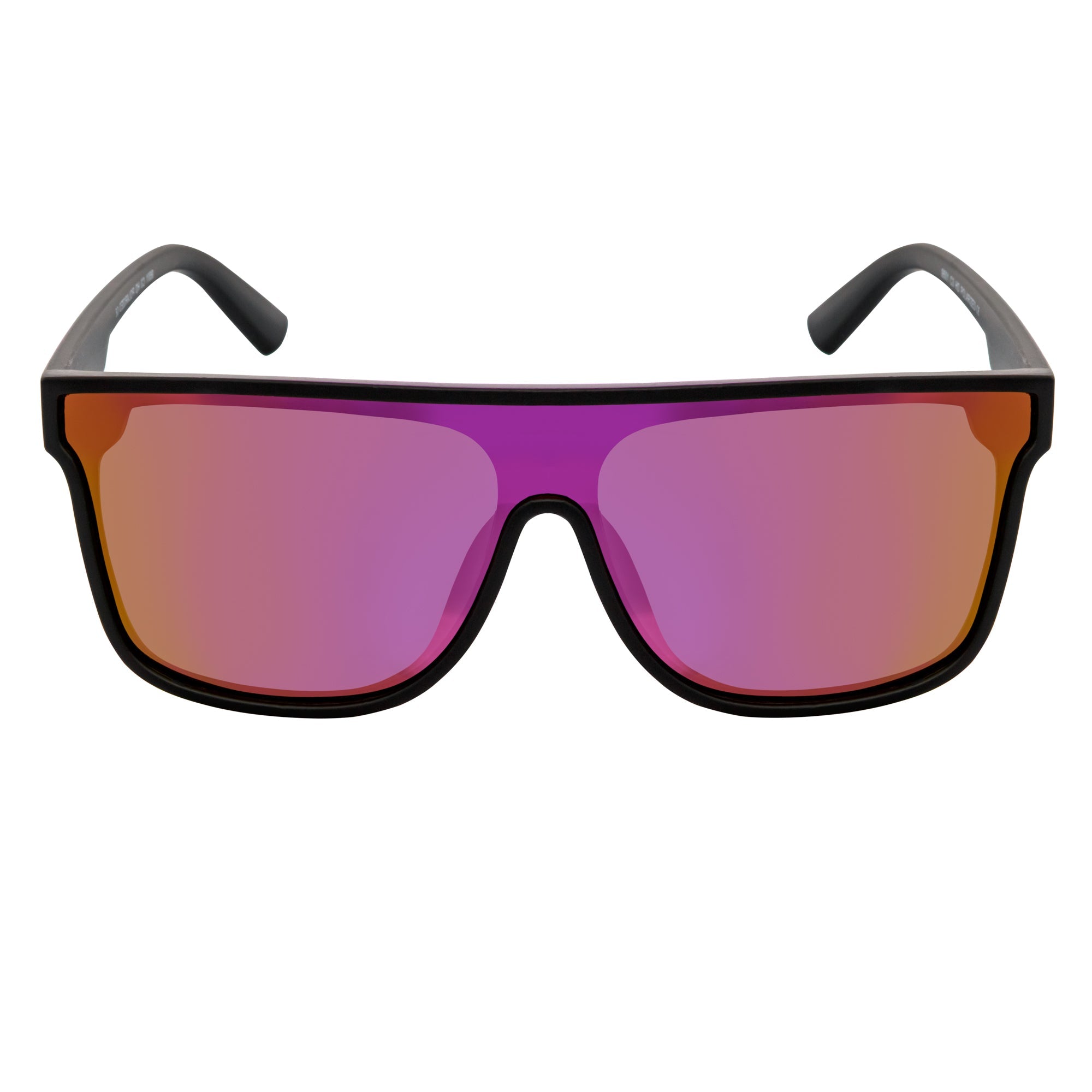 AEON - Flat Top Shield Polarized Sunglasses Mono Lens Black Purple Mirror