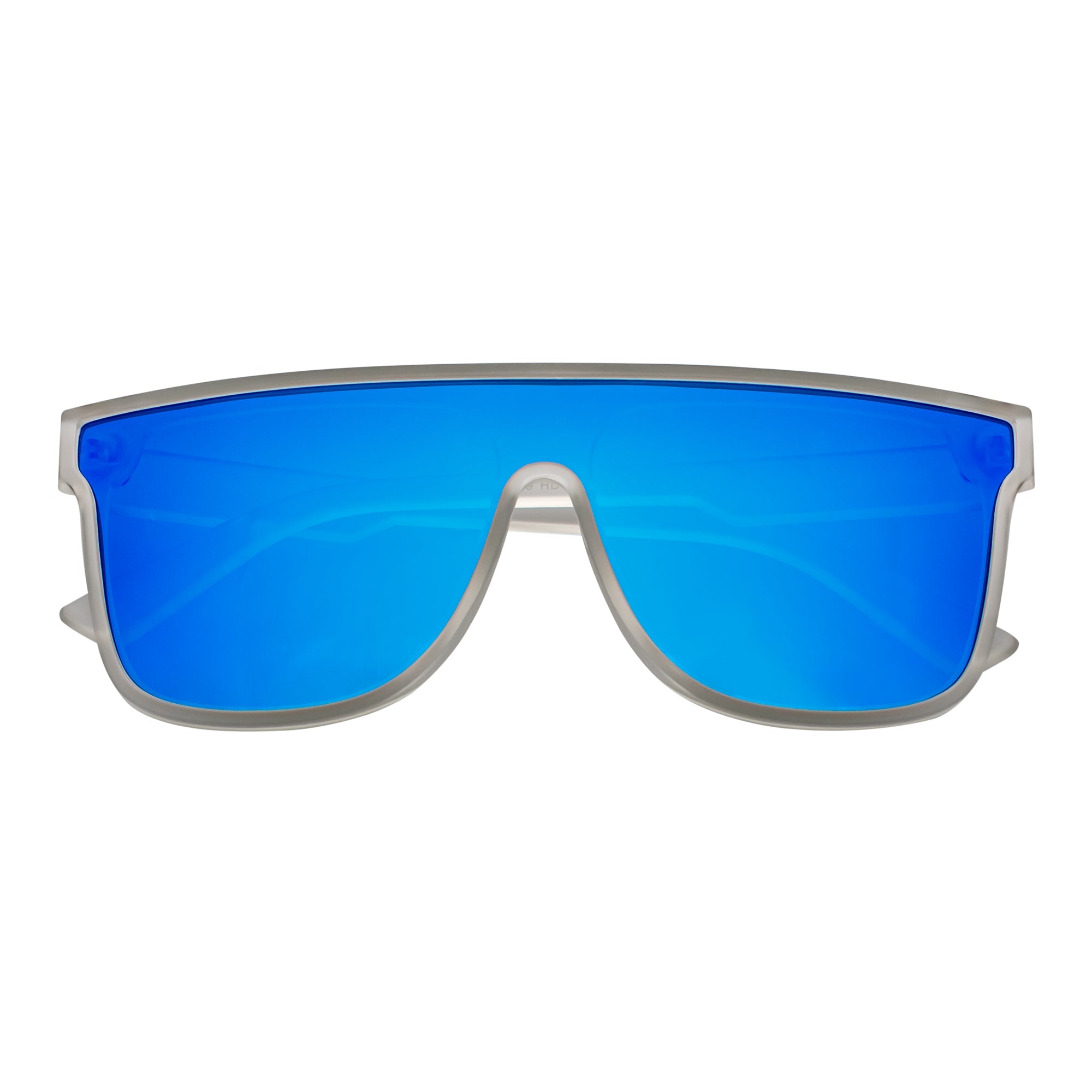 AEON - Flat Top Shield Polarized Sunglasses Mono Lens Frost Blue Mirror