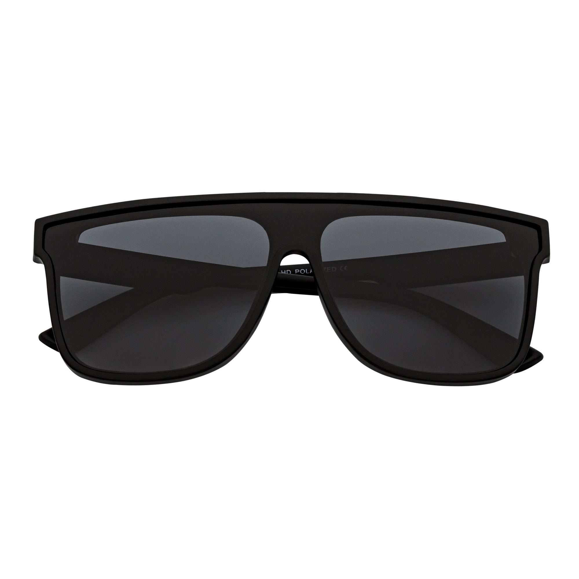 AEON - Square Flat Top Shield Polarized Sunglasses Mono Lens Black Smoke