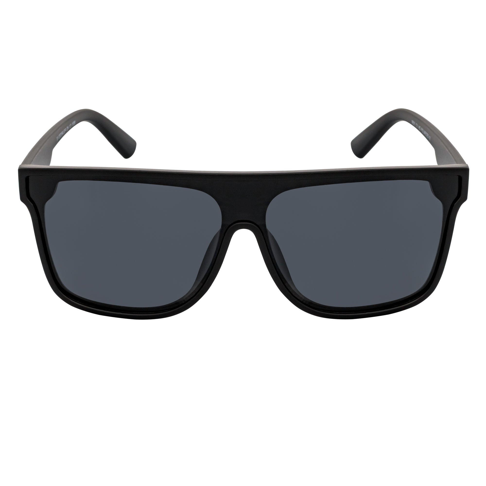 AEON - Square Flat Top Shield Polarized Sunglasses Mono Lens Black Smoke