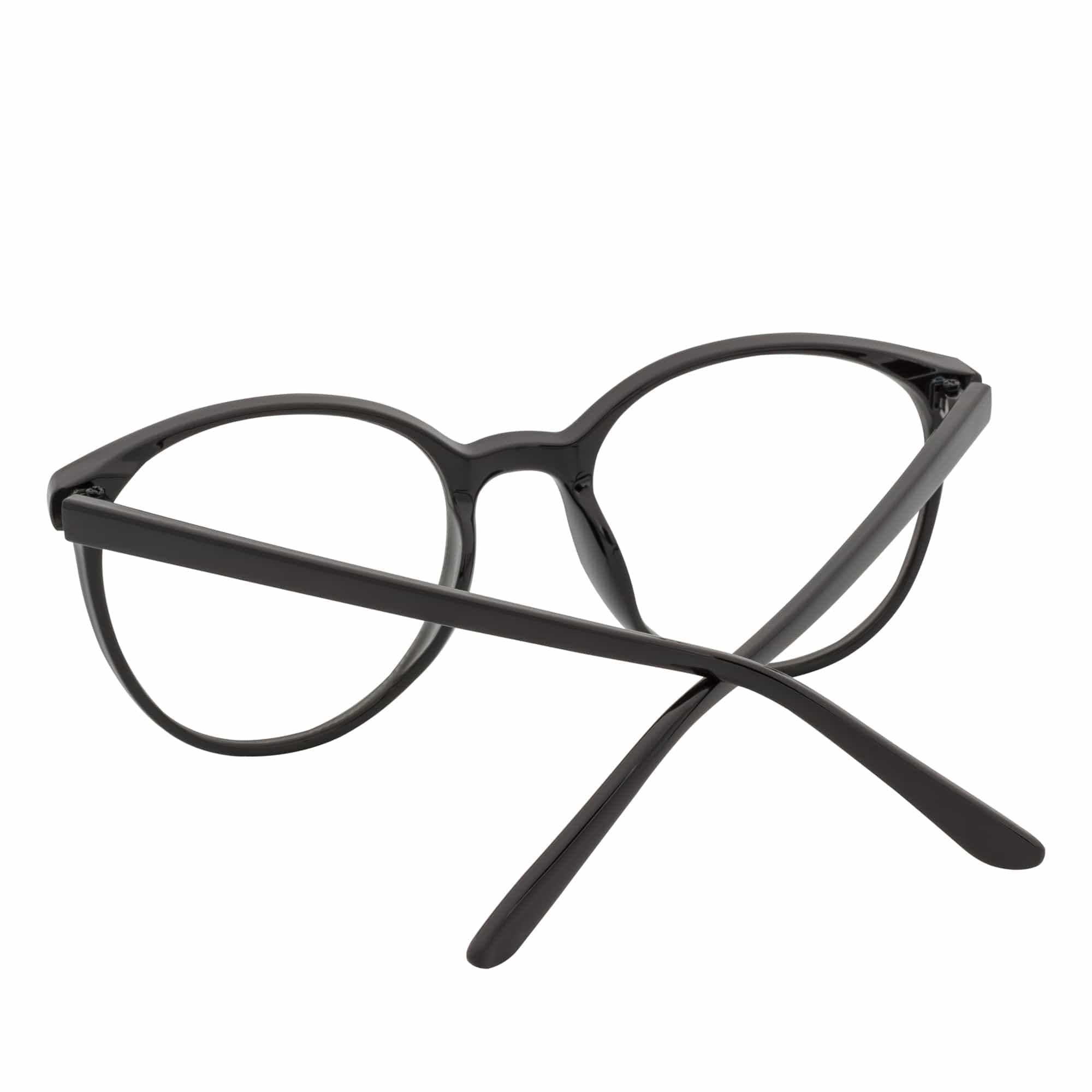 ARBUS - Round Horn Rimmed Blue Light Glasses Shiny Black Clear Lens