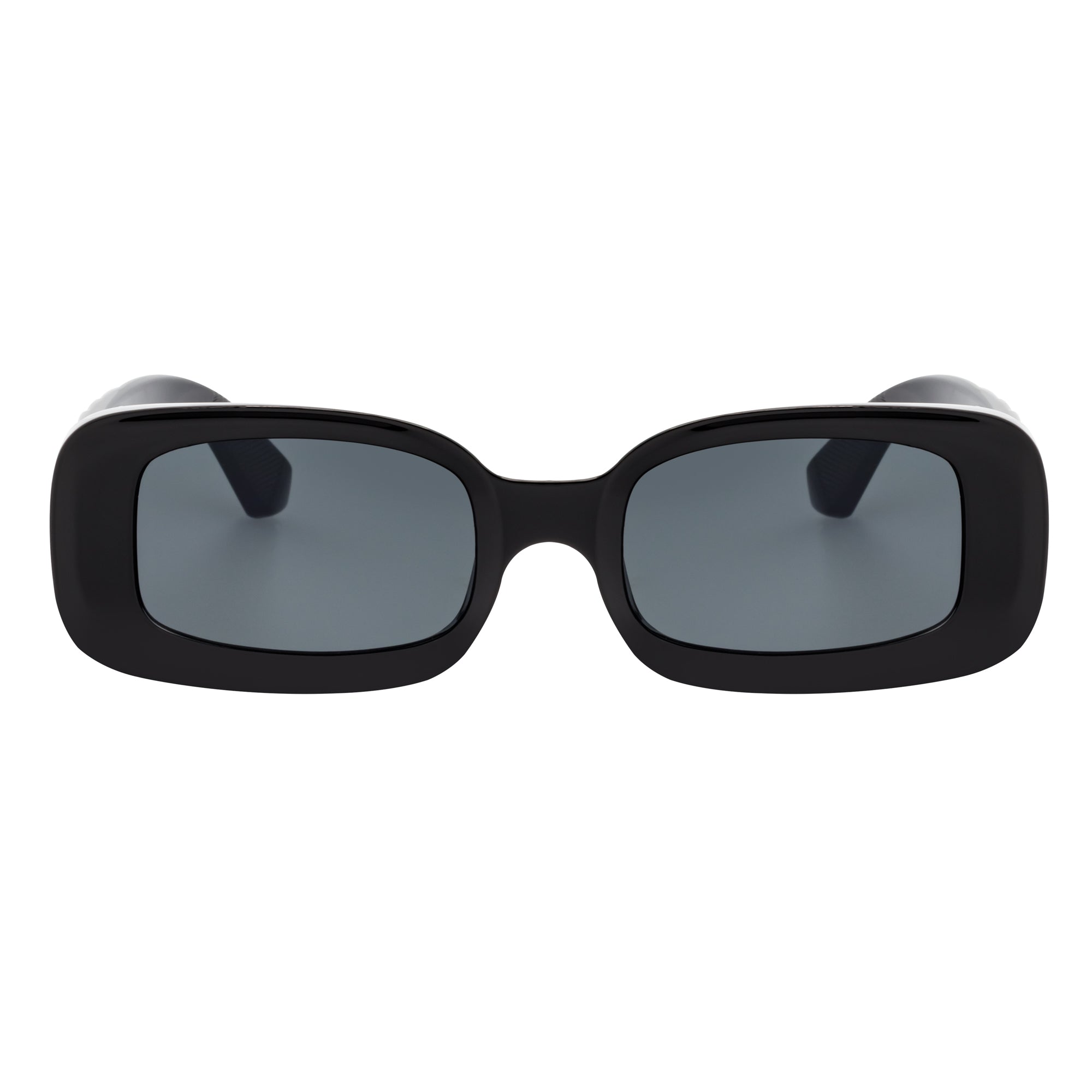 ASHER - Small Thick Frame Rectangle Sunglasses 90s Fashion Black Smoke