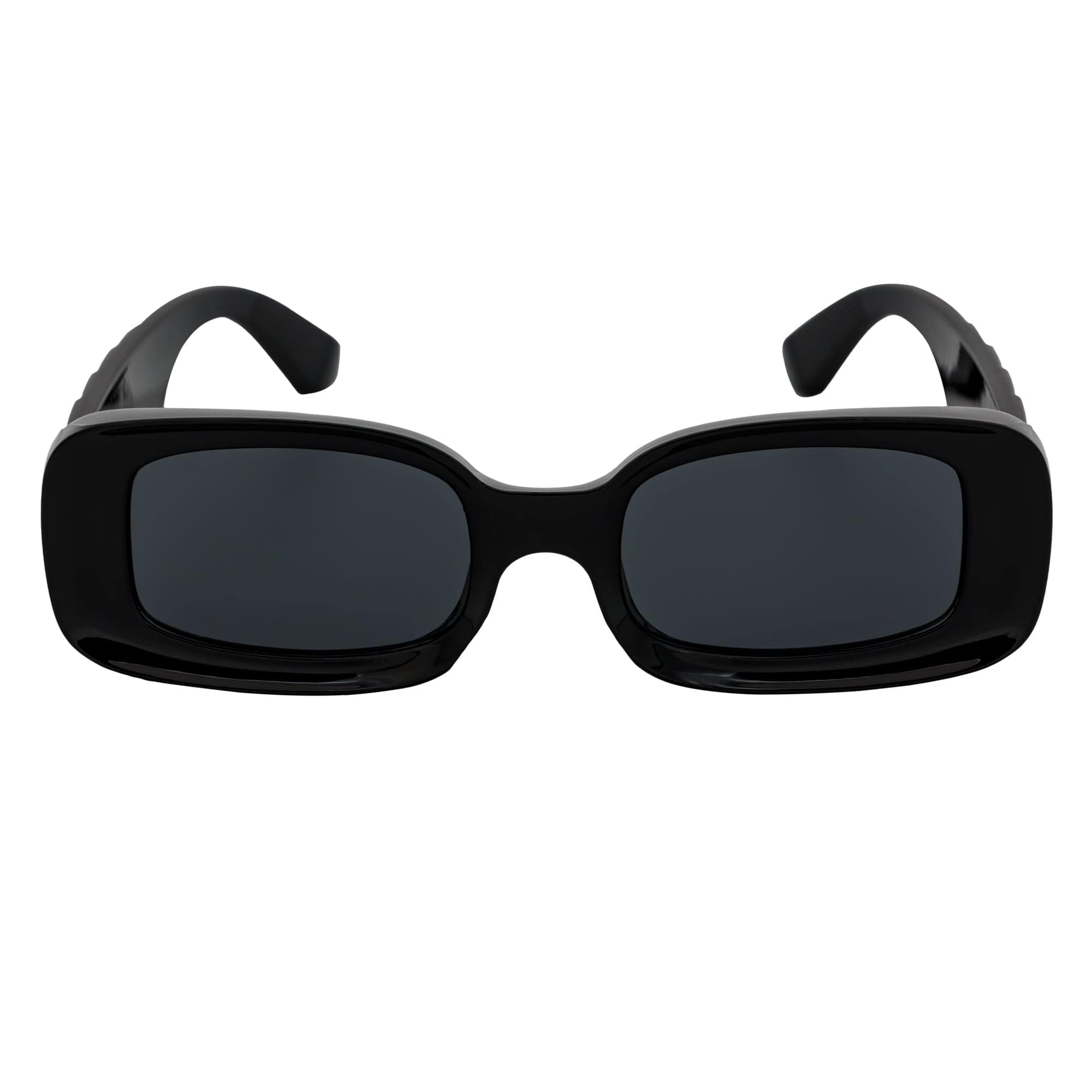 ASHER - Small Thick Frame Rectangle Sunglasses 90s Fashion Black Smoke