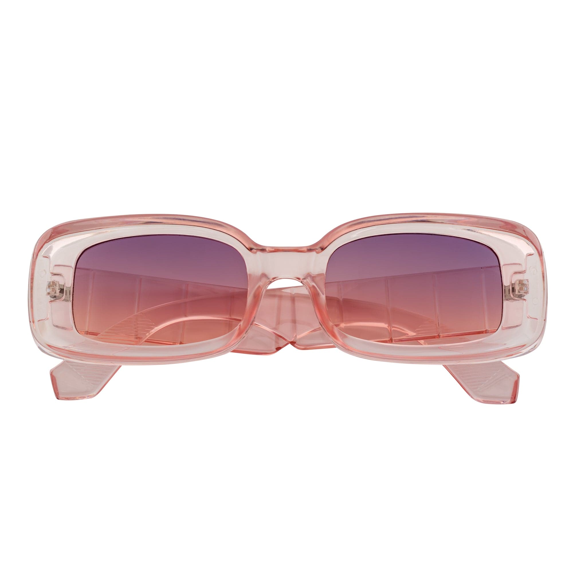 ASHER - Small Thick Frame Rectangle Sunglasses 90s Fashion Clear Pink Purple