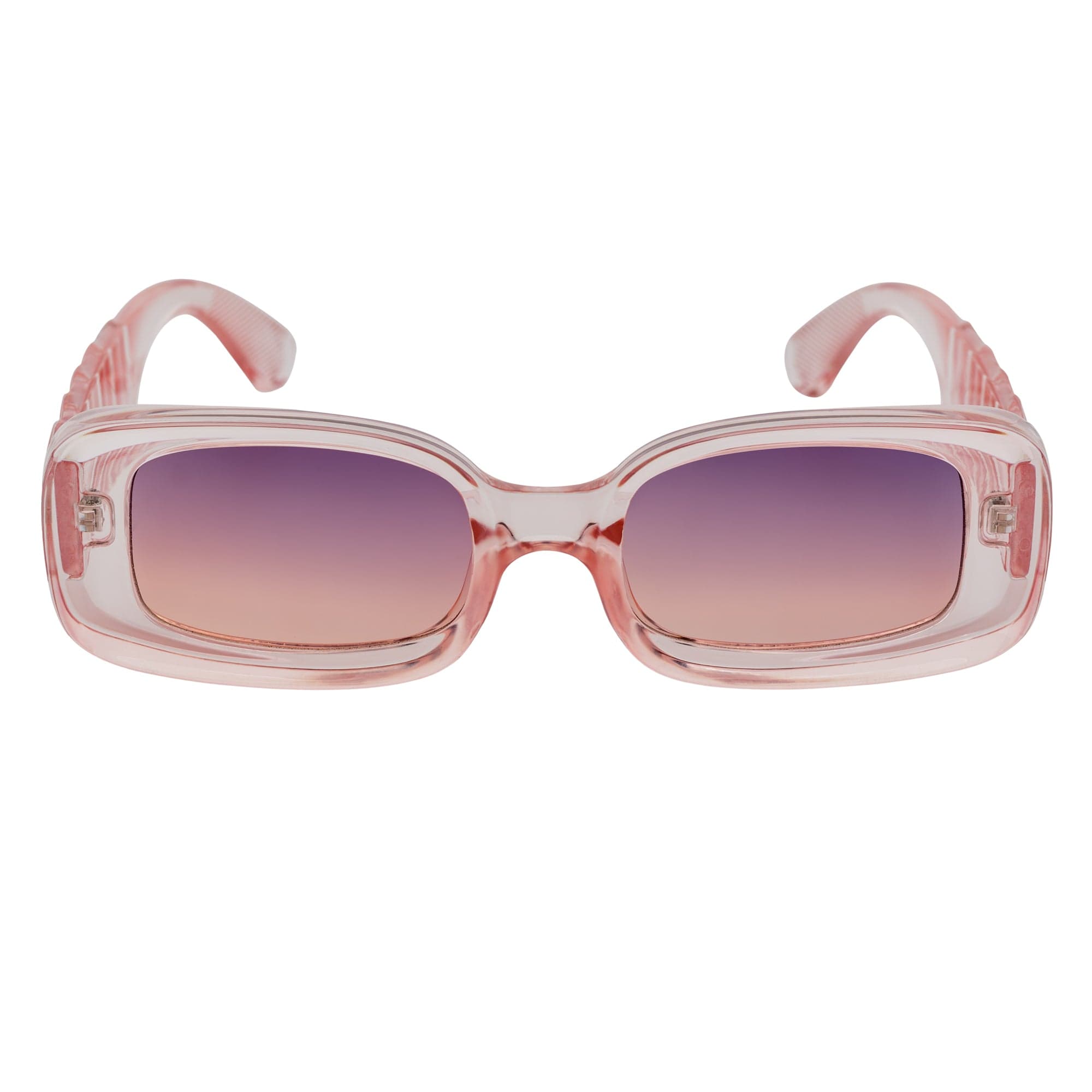 ASHER - Small Thick Frame Rectangle Sunglasses 90s Fashion Clear Pink Purple