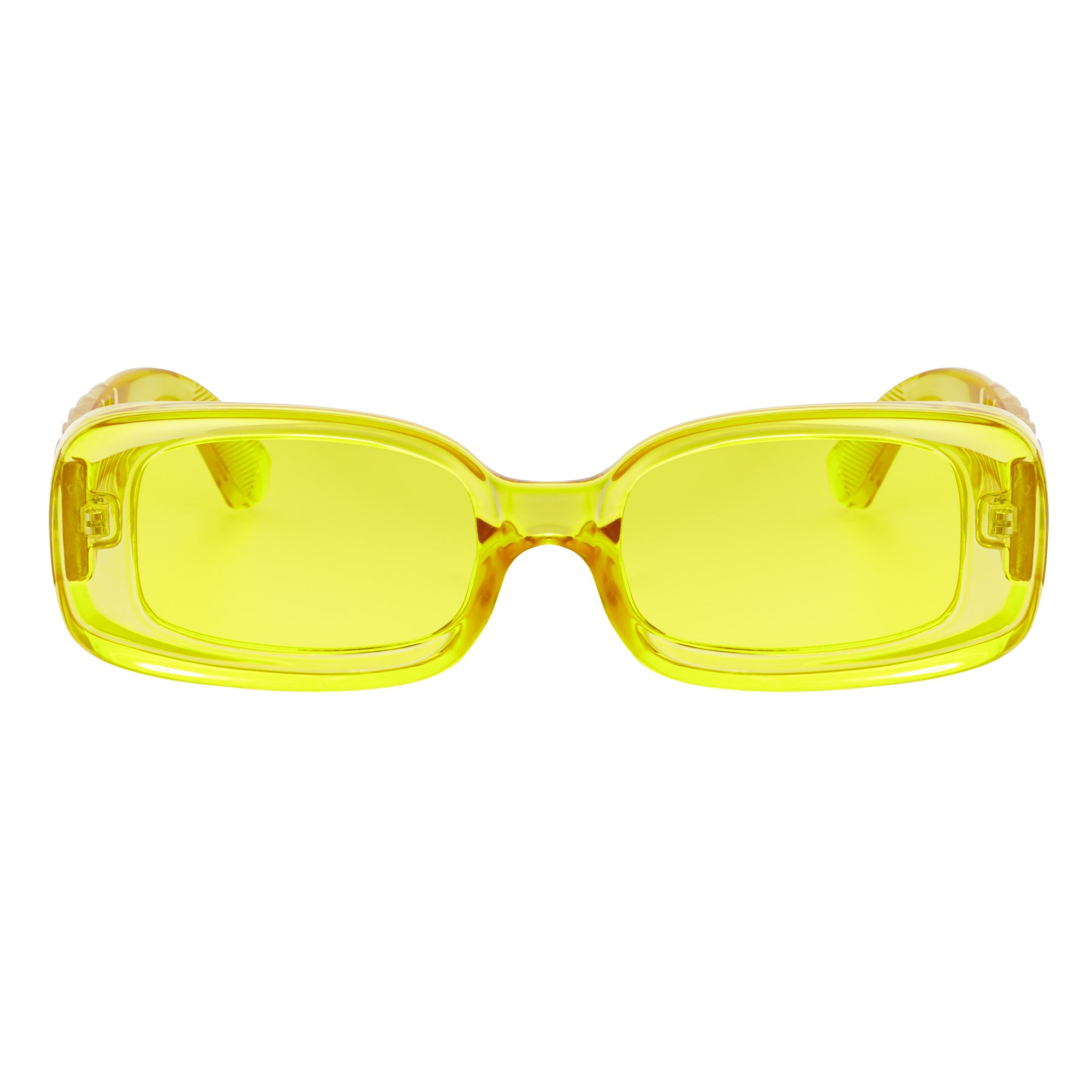 ASHER - Small Thick Frame Rectangle Sunglasses 90s Fashion Clear Yellow