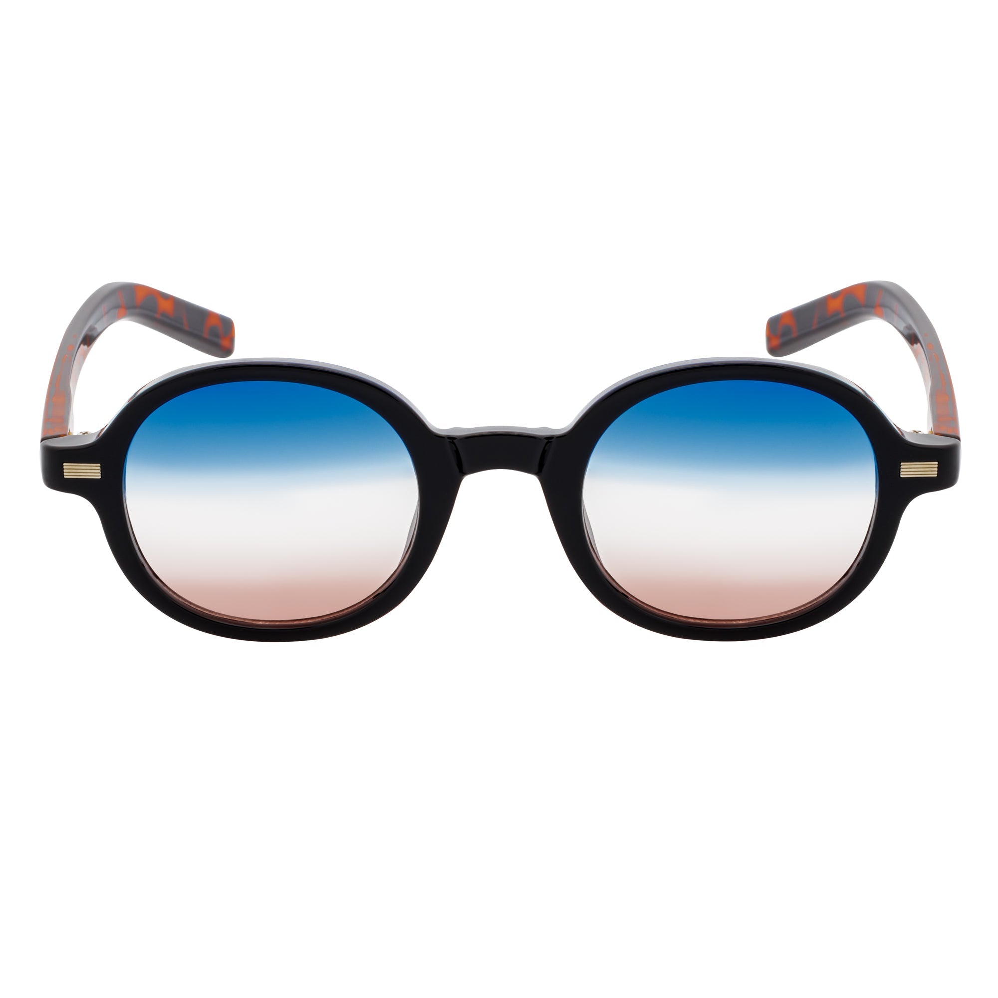 BARON - Small Round Sunglasses Tortoise Blue-Brown Fade