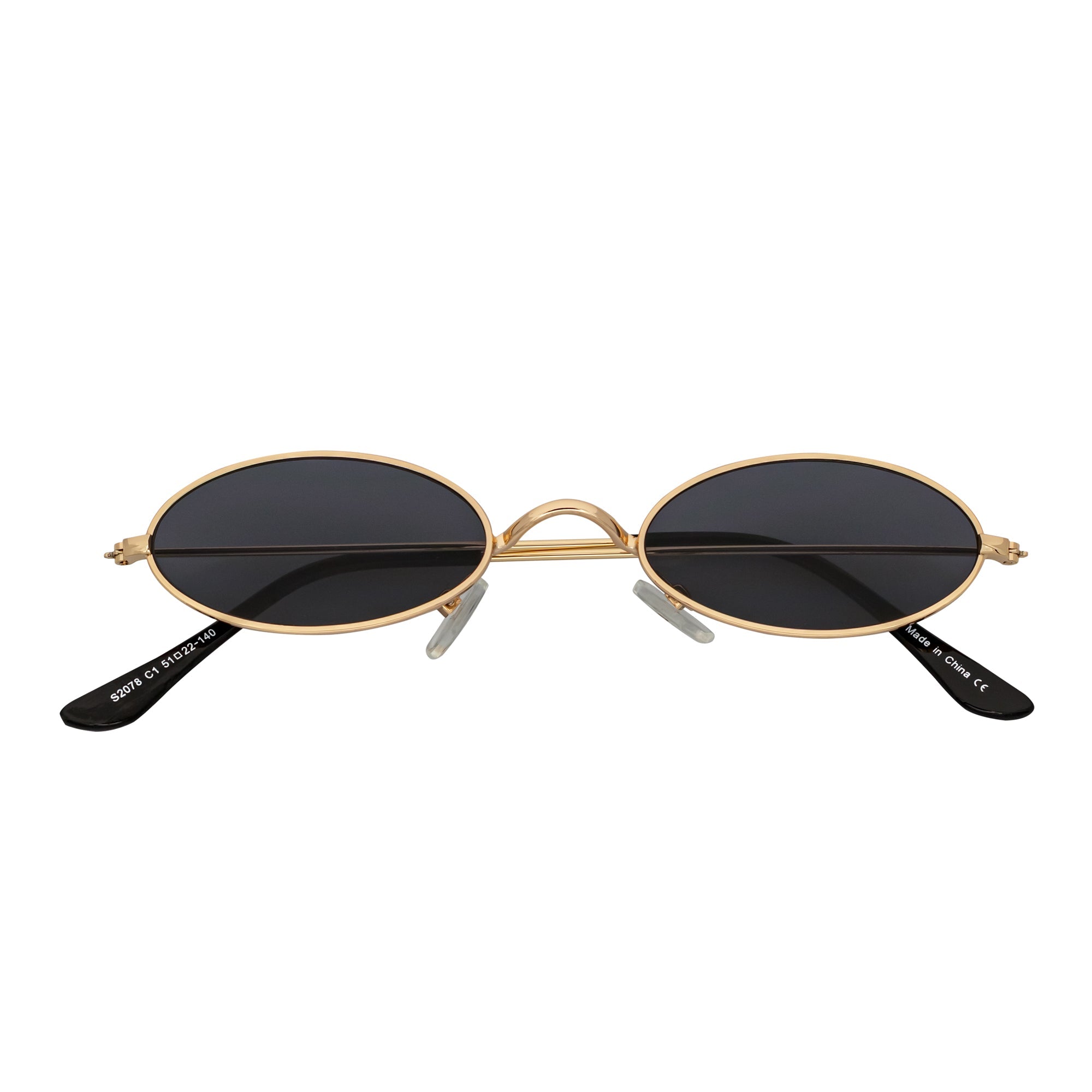 Retro Oval 90s Metal Sunglasses, UV400 Protection, Narrow Gold Frame WearMe Pro Small Oval Sunglasses for Women, Gold Metal Frame  main image 4