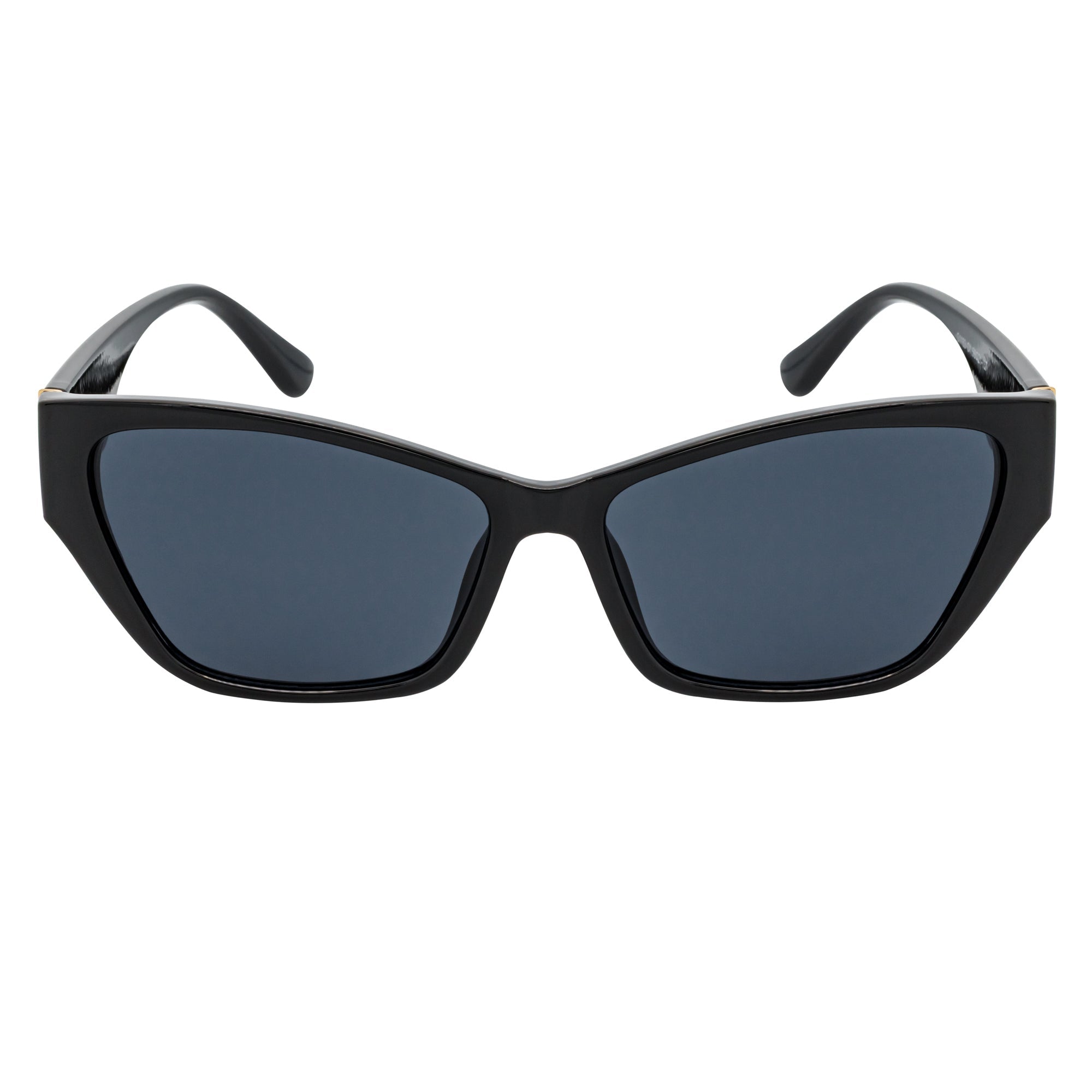 BIJOU - Modern Flat Temple Cat Eye Black Sunglasses Smoke Lens