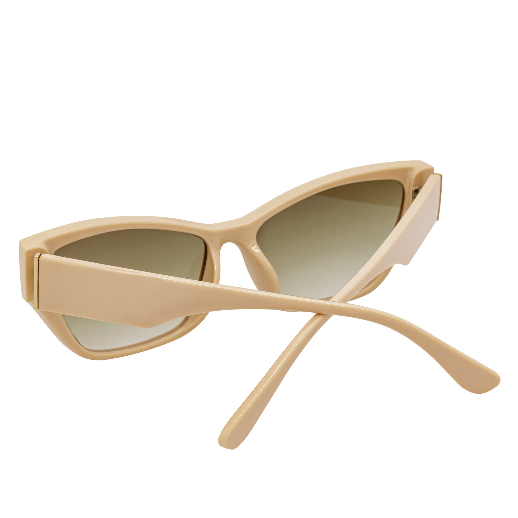 BIJOU - Modern Flat Temple Cat Eye Creme Sunglasses Amber Fade Lens